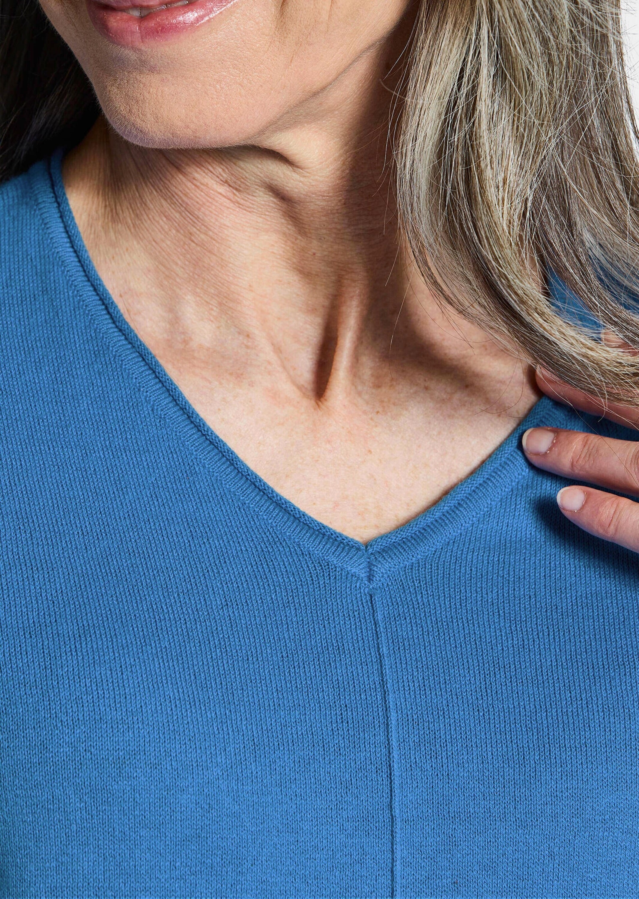 GOLDNER Rundhalspullover »Baumwollpullover mit V-Ausschnitt« mit Kaschmieranteil