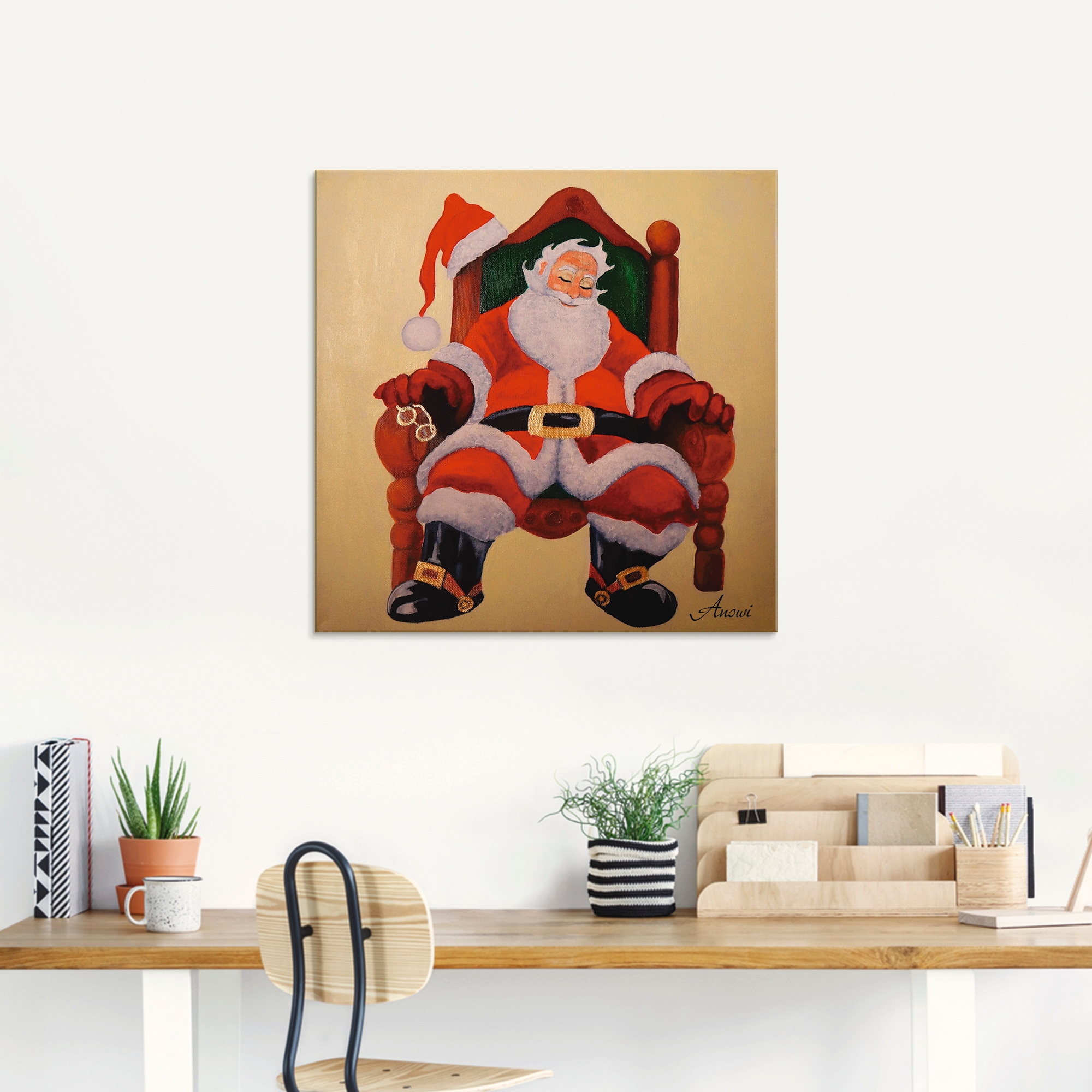 Artland Glasbild »Schlafender Weihnachtsmann«, Weihnachten, (1 St.), in verschiedenen Größen