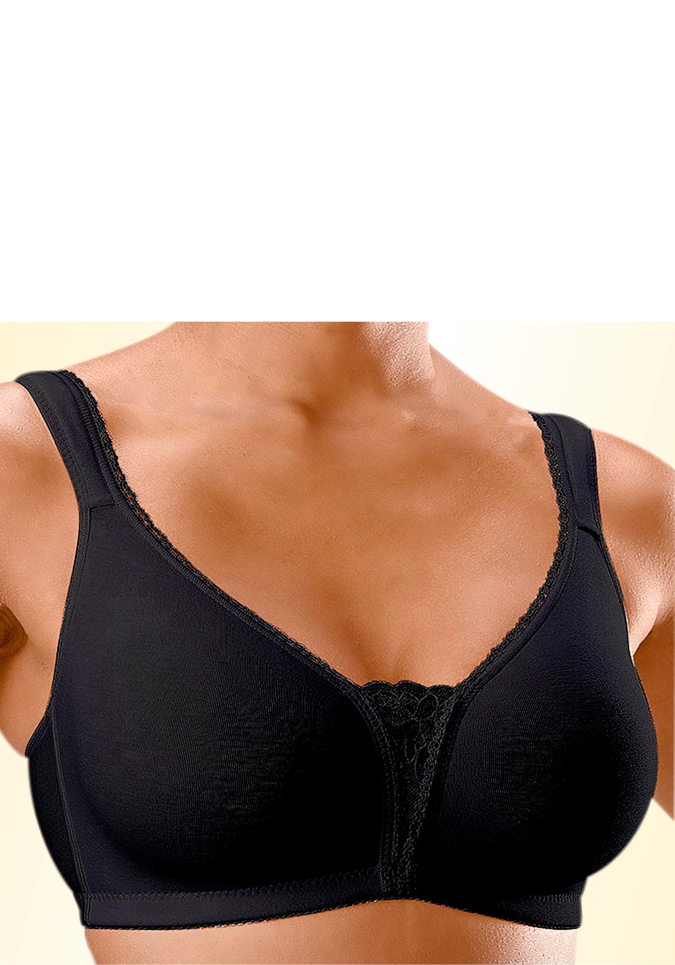 petite fleur Soft-BH Packung, 2 Stück,  ohne Bügel mit Spitzen-Details – ideal für große Größen, bequemer BH