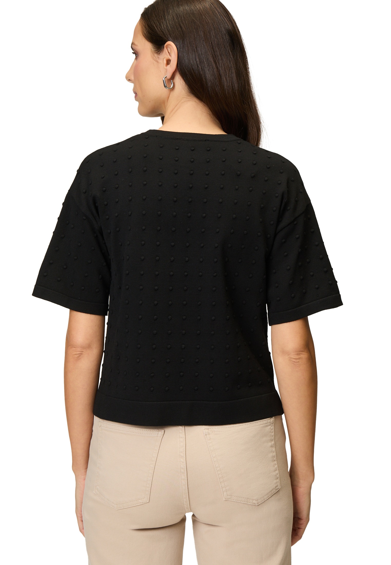 Zero Rundhalspullover »Pullover mit Punkt-Stickerei«