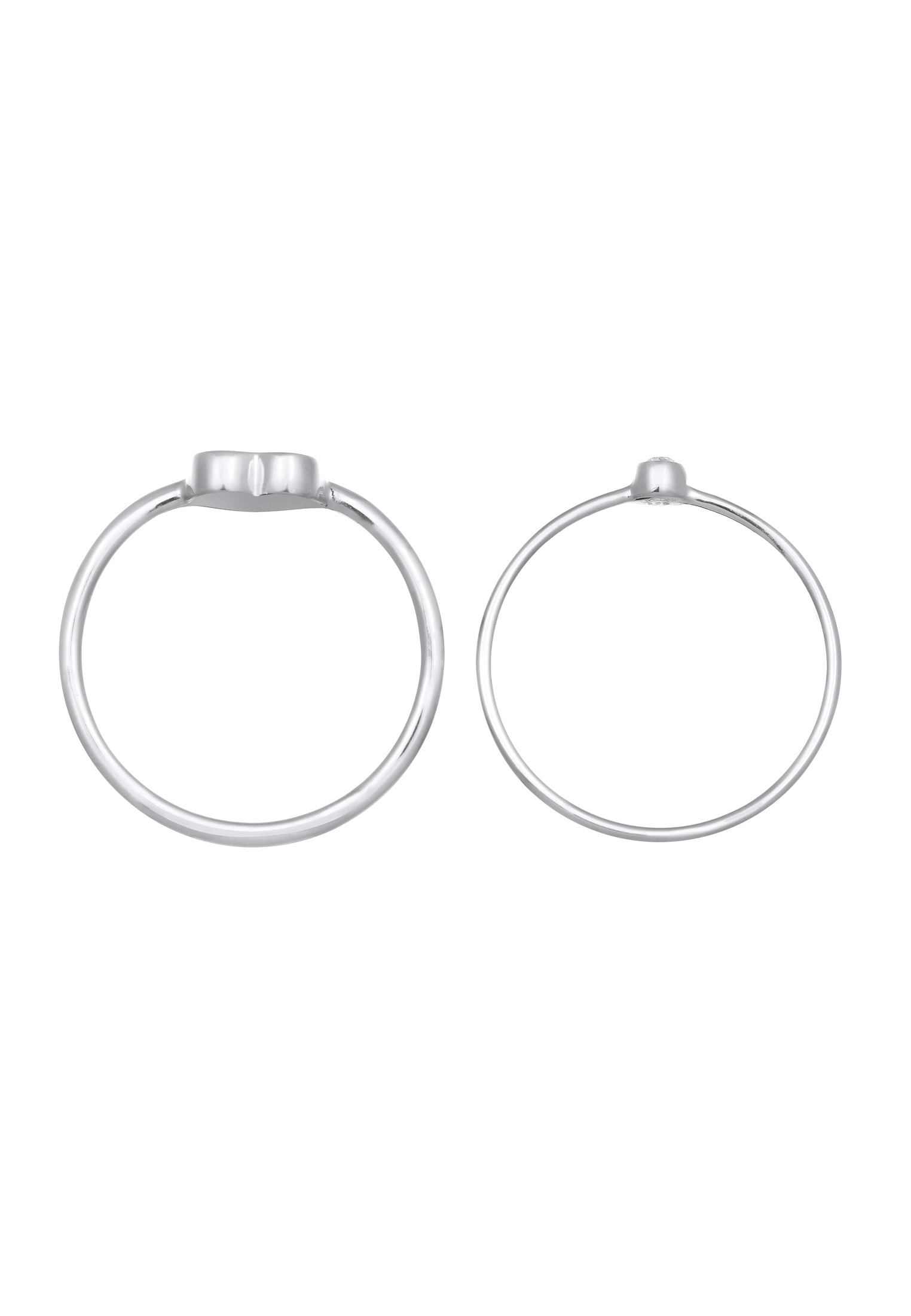 Elli Ring-Set »Ring Herz Solitär (2er Set) 925 Silber, mit Kristallen von Swarovski®«