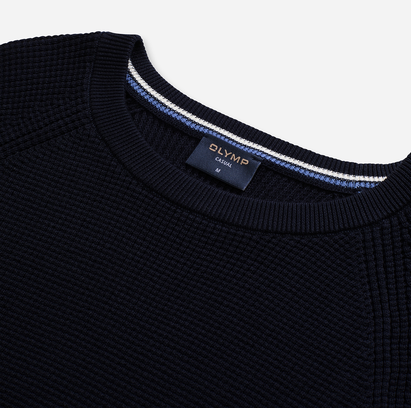 OLYMP Rundhalspullover »Waffle Structure«, Rundhals, casual, unifarben, regular fit