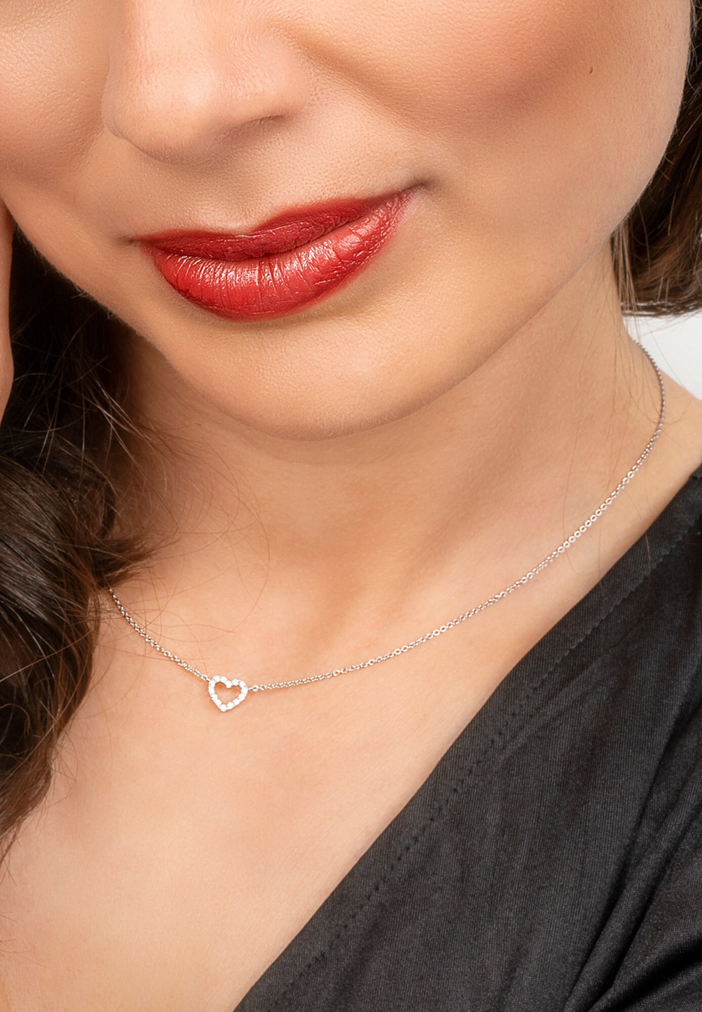ONE ELEMENT Silberkette »Zirkonia Herz Halskette aus 925 Silber  45 cm«