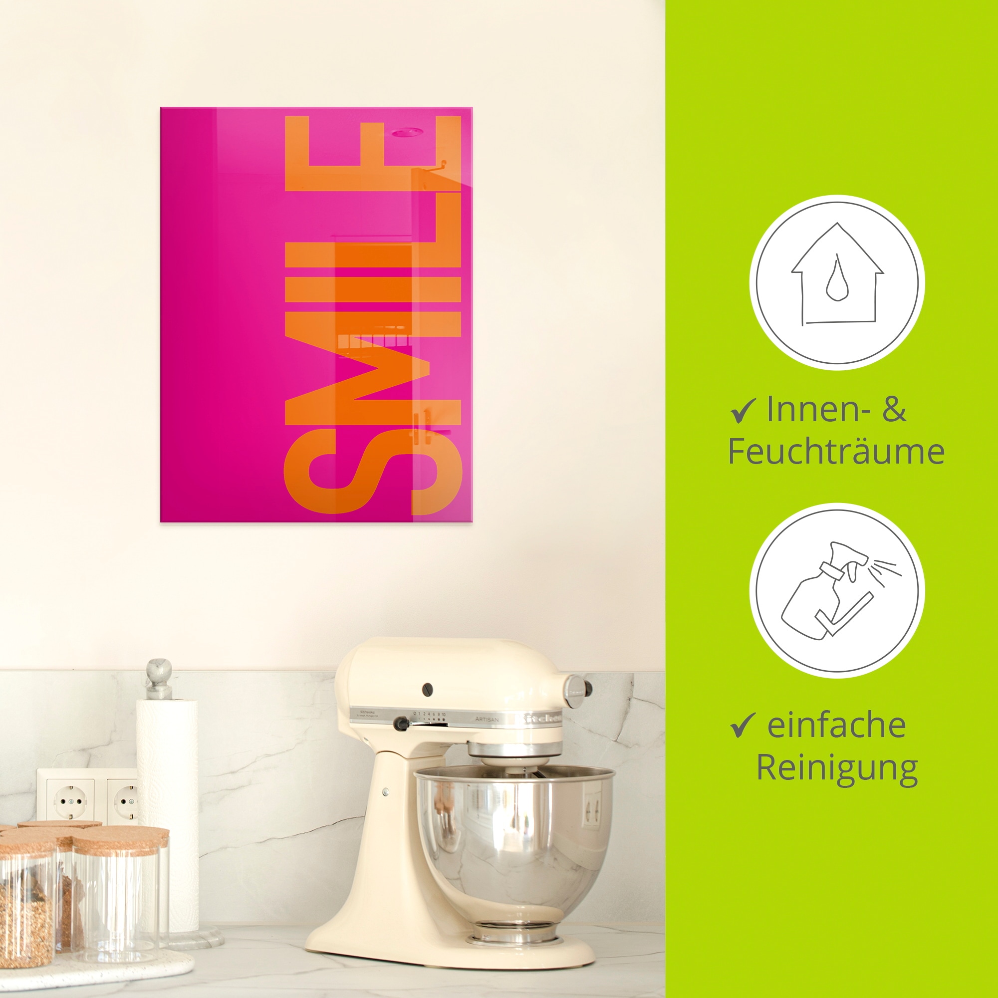 Artland Glasbild »Smile« Sprüche & Texte 1 Stk. tlg. in verschiedenen Größen