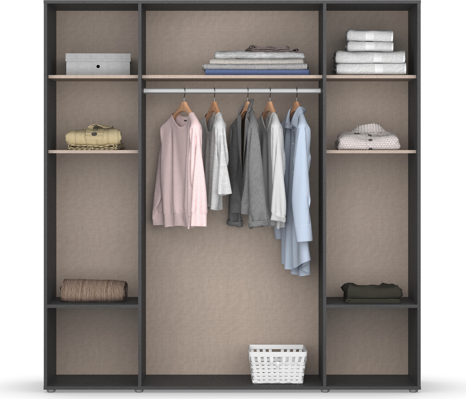 rauch Drehtürenschrank »Kleiderschrank Schrank Garderobe Wäscheschrank SHINJO«, (in 3 verschiedenen Ausstattungen BASIC/CLASSIC/PREMIUM), Griffe und Füße aus Massivholz mit 2 Schubladen MADE IN GERMANY
