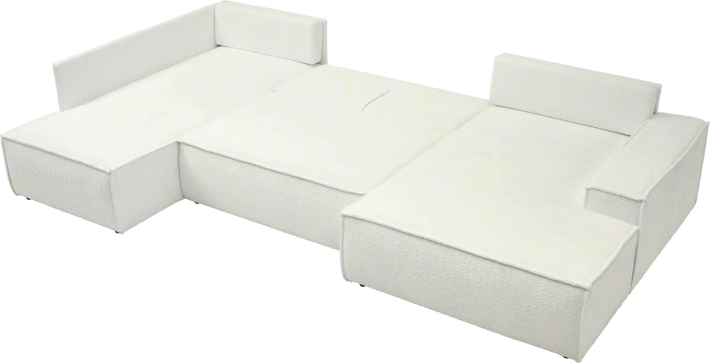 OTTO home Wohnlandschaft »FINNLEY U-Form XXL 329 cm - OTTO. Verlässliche Qualität.« Schlafsofa, Bettkasten, in Bouclé, Struktur fein und Mega Cord