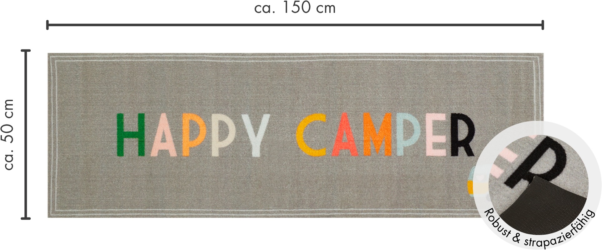 my home Läufer »Camping« rechteckig 8,5 mm Höhe mit Schriftzug, ideal für Camper & Wohnwagen, In- und Outdoor geeignet