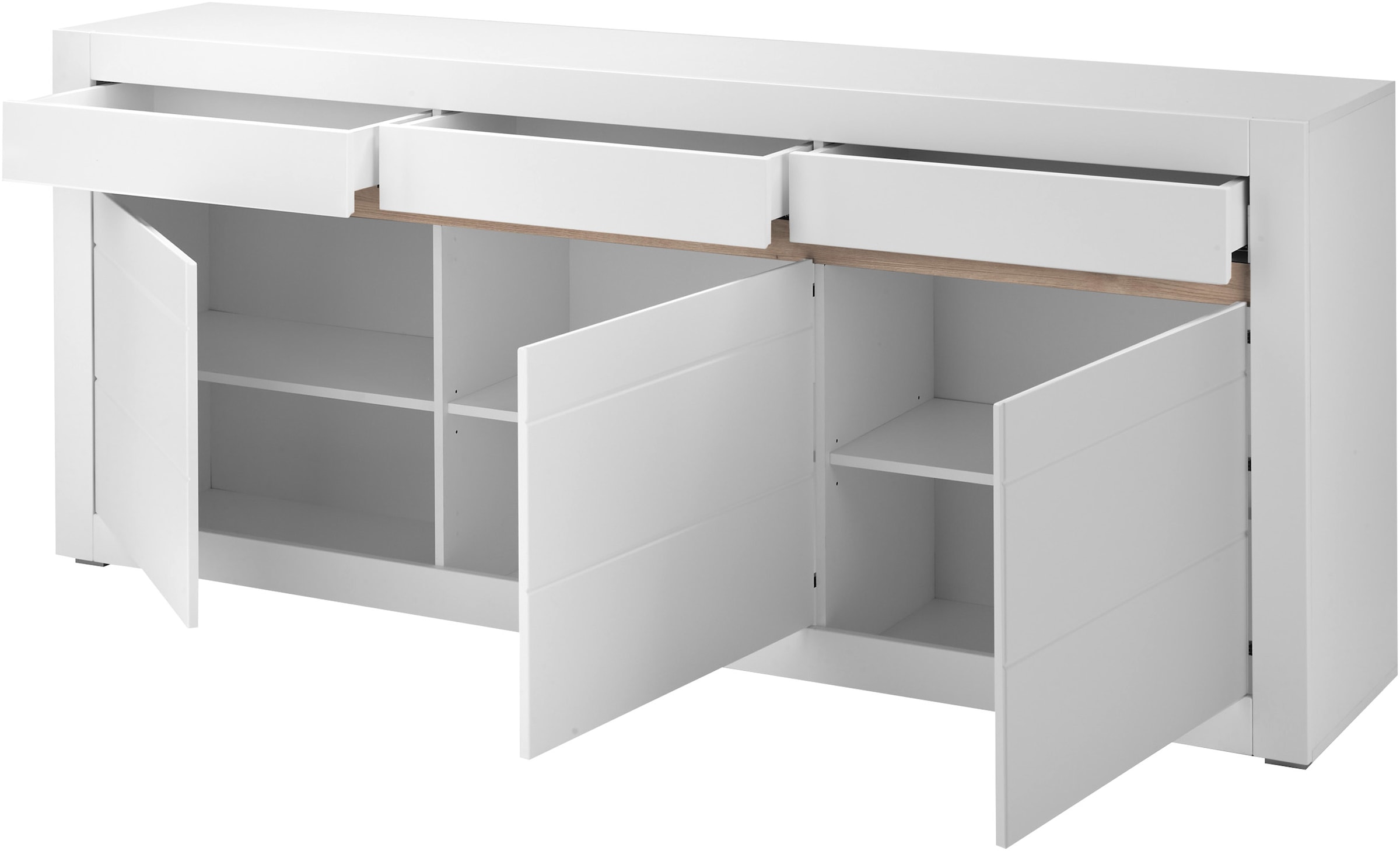 INOSIGN Sideboard »Chester, moderne Anrichte, Kommode mit Stauraum, Schrank, Weiß Matt«, (1 St.), austauschbare Blende in Griffleiste, zeitloses Design, 217 cm breit