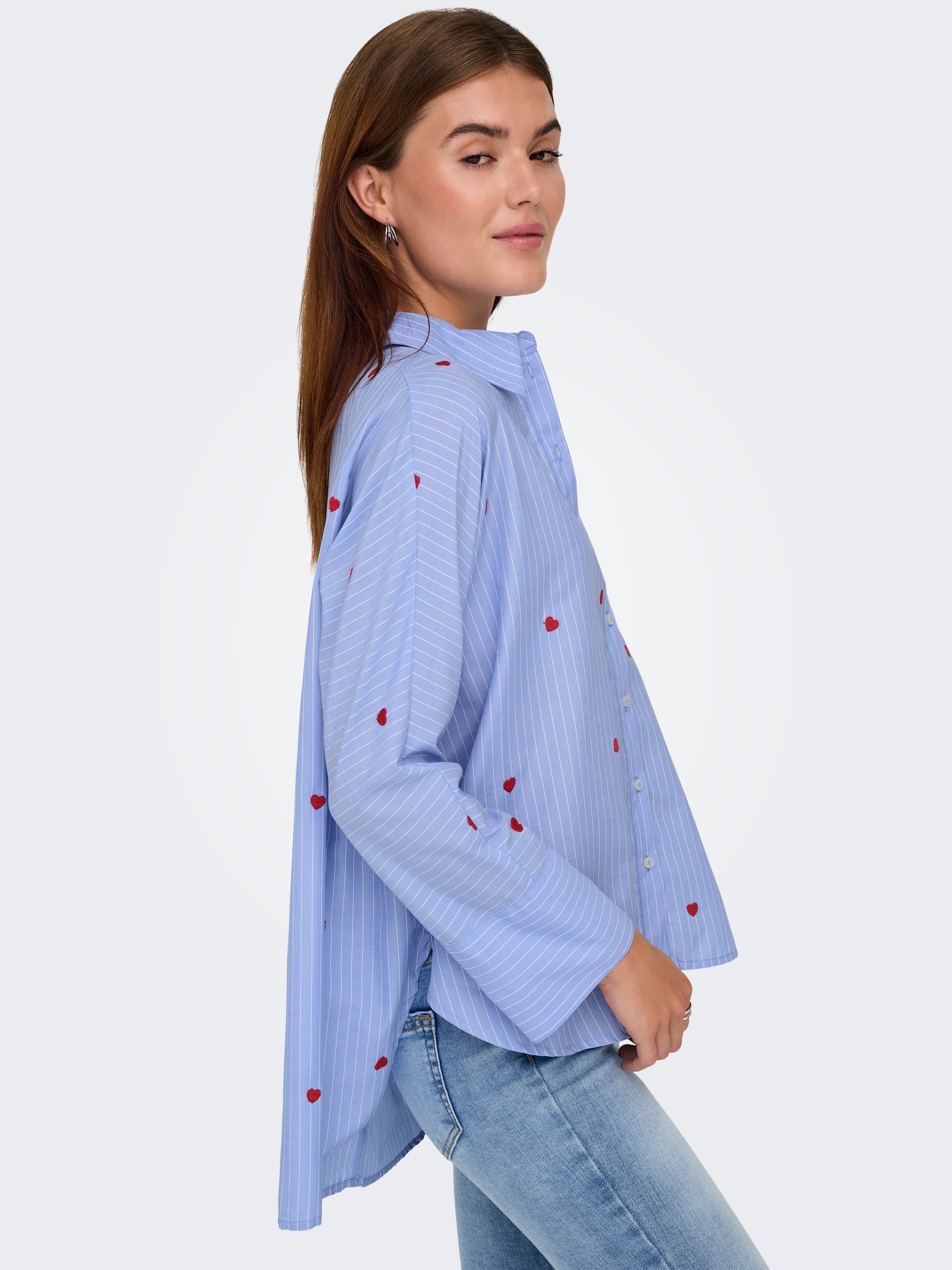 ONLY Hemdbluse »ONLNEW LINA GRACE LS STRIPE EMB SHIRT«