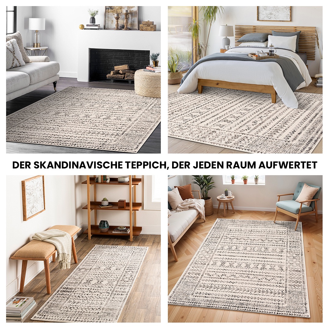 Livabliss Teppich »IPOH«, rechteckig, 11 mm Höhe, Skandinavischer Teppich, Kurzflor Boho-Wohnzimmerteppich, Läufer