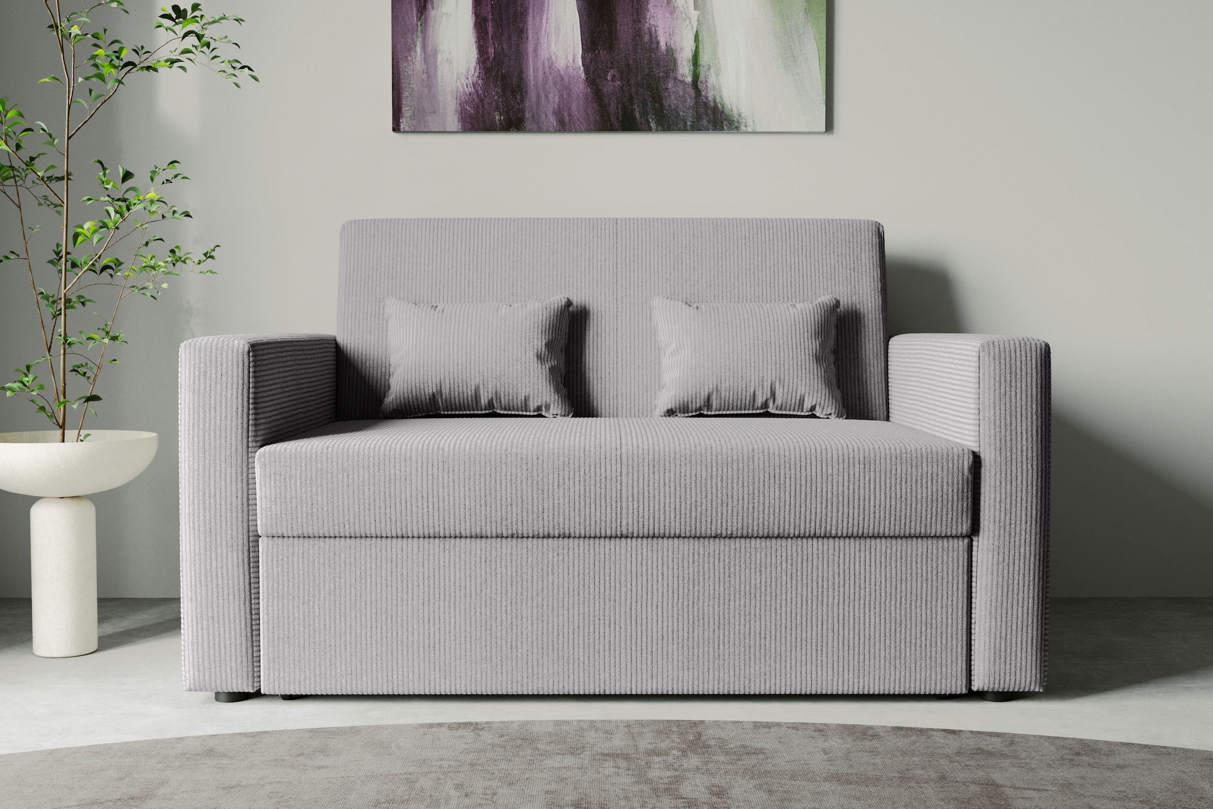 INOSIGN Schlafsofa »Ravena, Breite 146 cm, mit Bettfunktion«, kompaktes 2-Sitzer Sofa, Webstoff, Cord