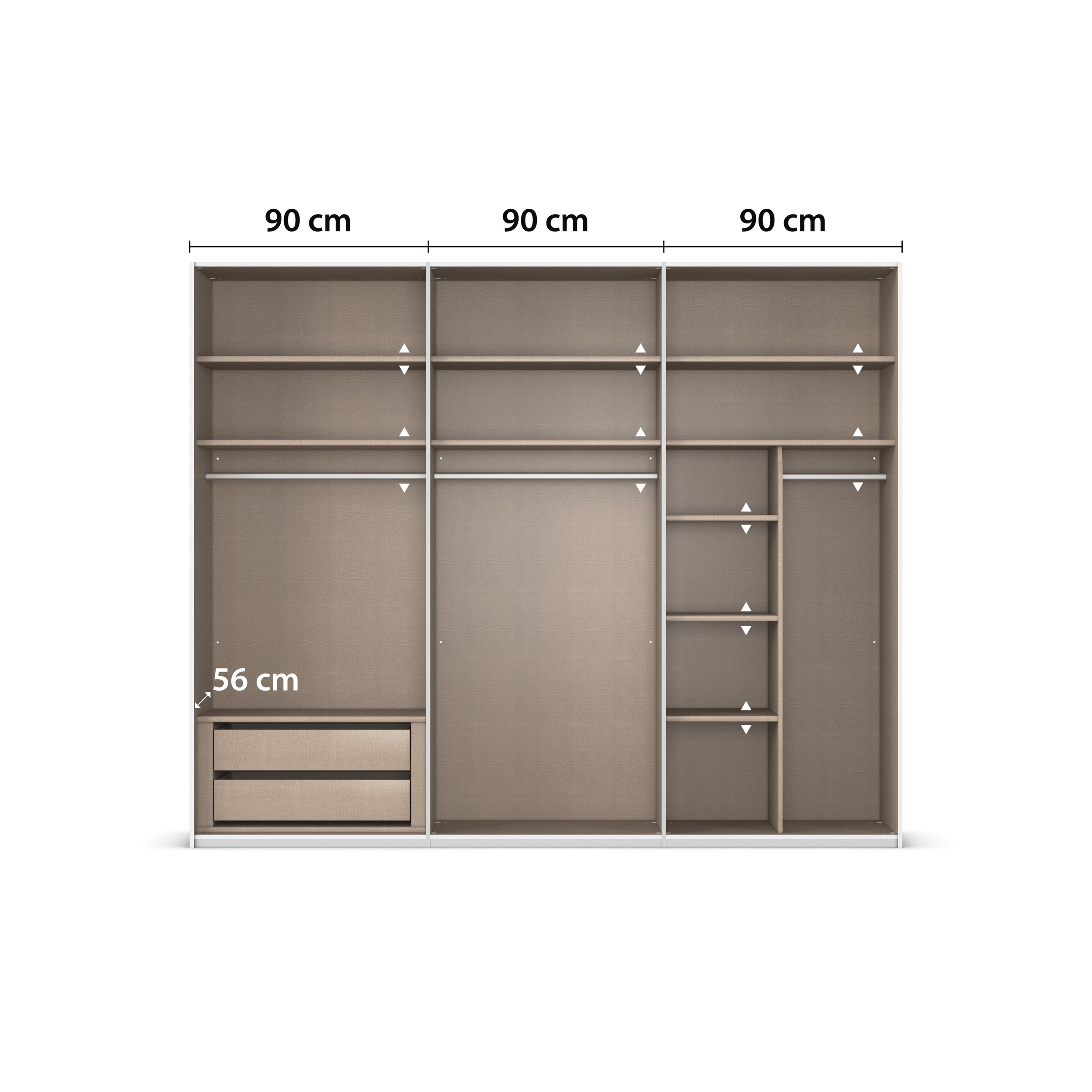 rauch Schwebetürenschrank »Kleiderschrank Schrank Garderobe Schlafzimmerschrank CONTIDO«, (in 3 verschiedenen Ausstattungen BASIC/CLASSIC/PREMIUM), aus hochwertigem Material in 6 Breiten 2 Griff-Farben MADE IN GERMANY