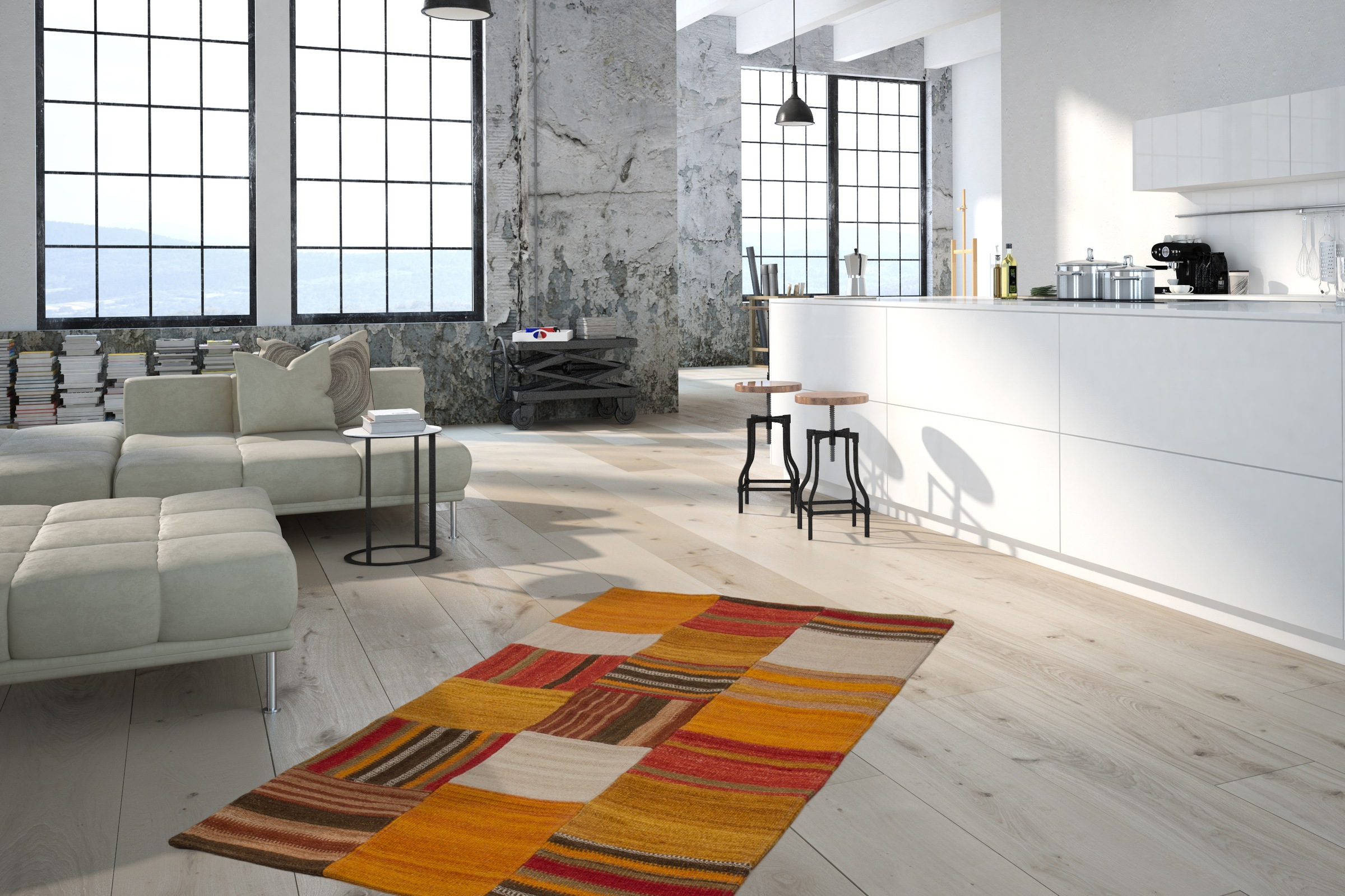 Kayoom Teppich »Radical 210«, rechteckig, 15 mm Höhe, Handgewebter Jacquard-Kilim, hochwertige Materialmischung