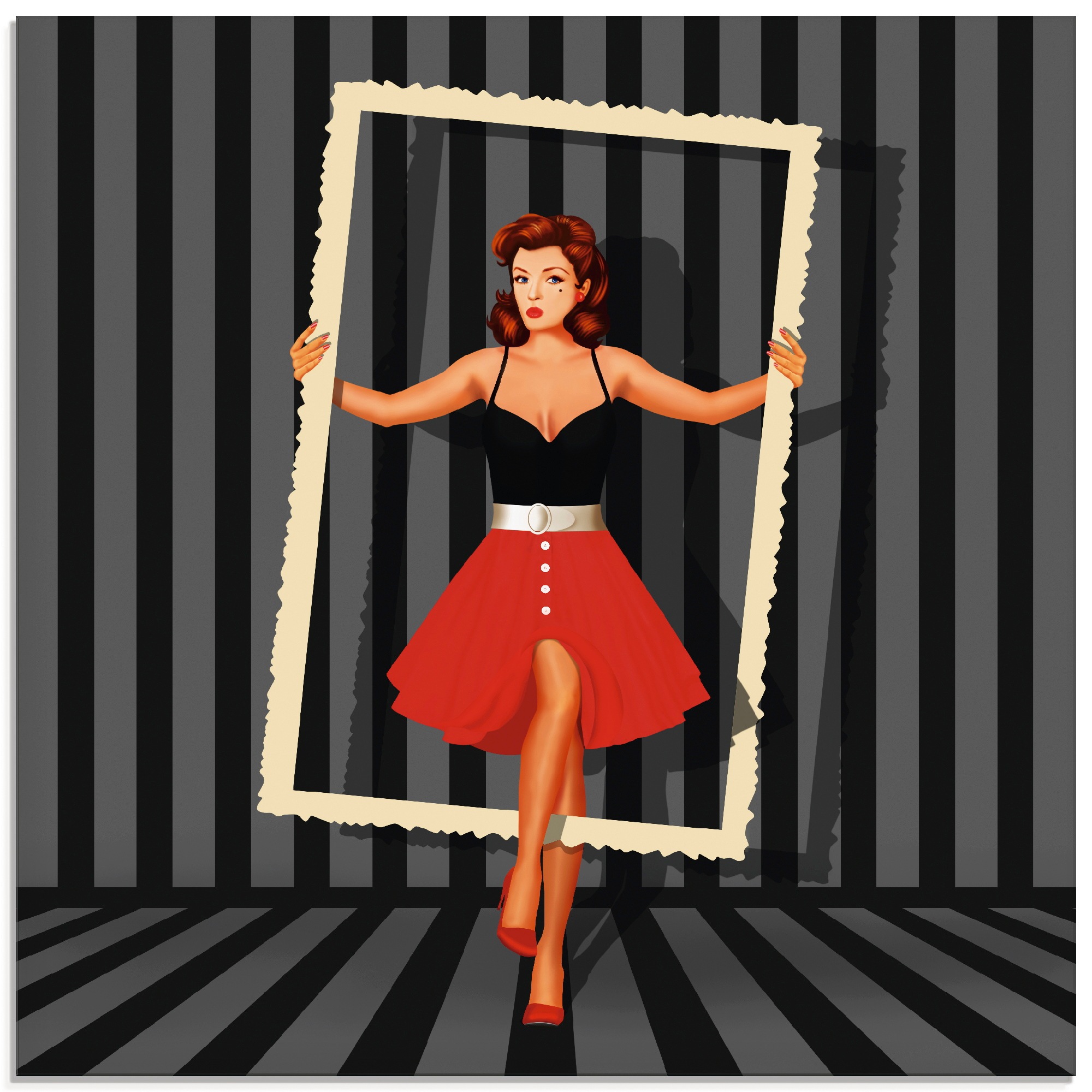 Artland Glasbild »Bildschön gerahmt«, Frau, (1 St.)