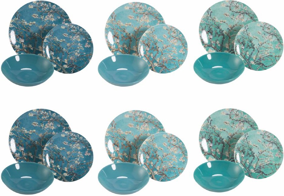 Villa d'Este Teller-Set »Japanese Dream Blau«, (Set, 18 tlg.), Tafelservice 18-teilig für 6 Personen