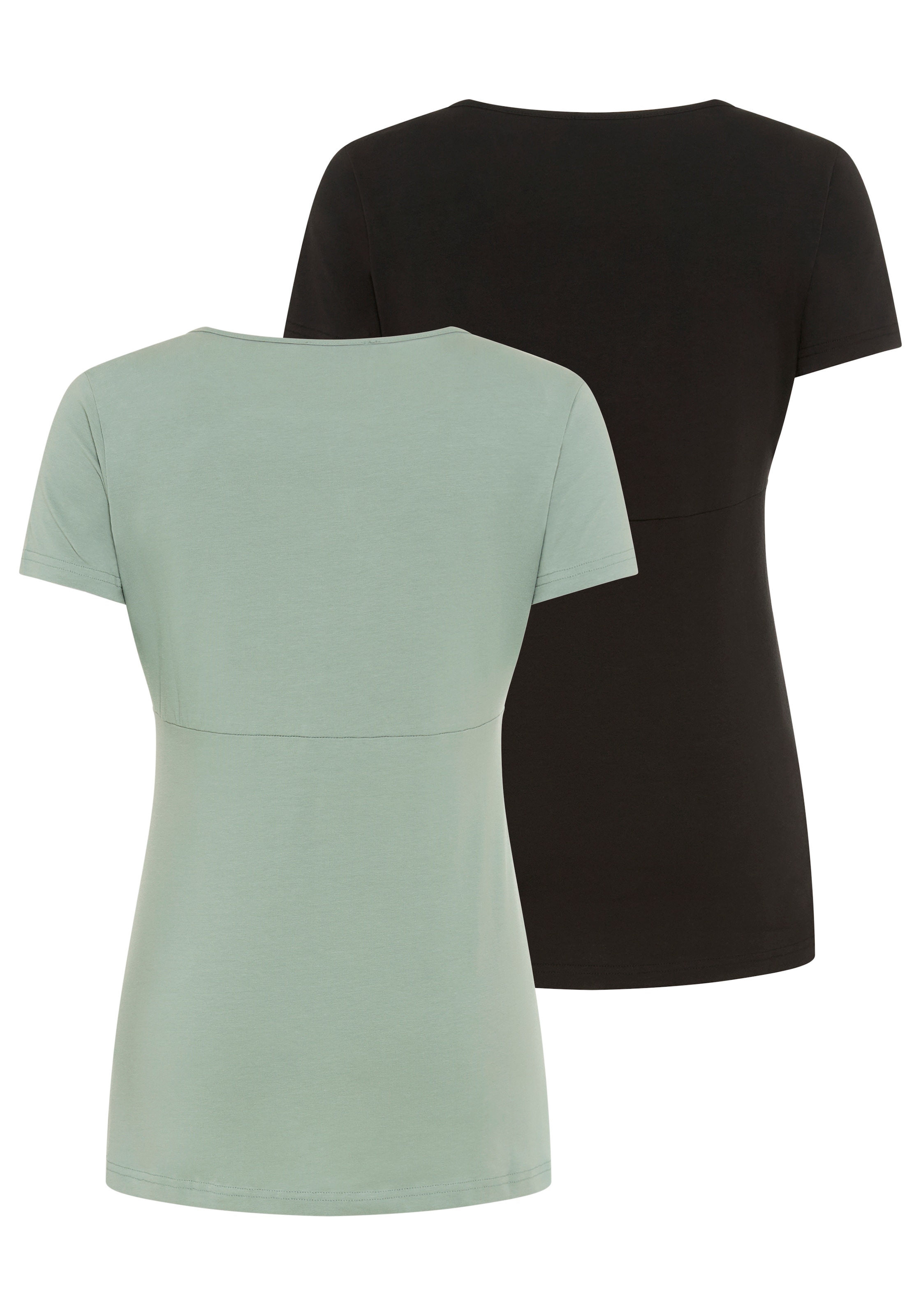 Neun Monate Umstandsshirt »2er Pack Umstands-T-Shirt« Packung, 2, 2 tlg. ausgestellte Passform, Kurzarm, Wickeloptik mit Stillmöglichkeit