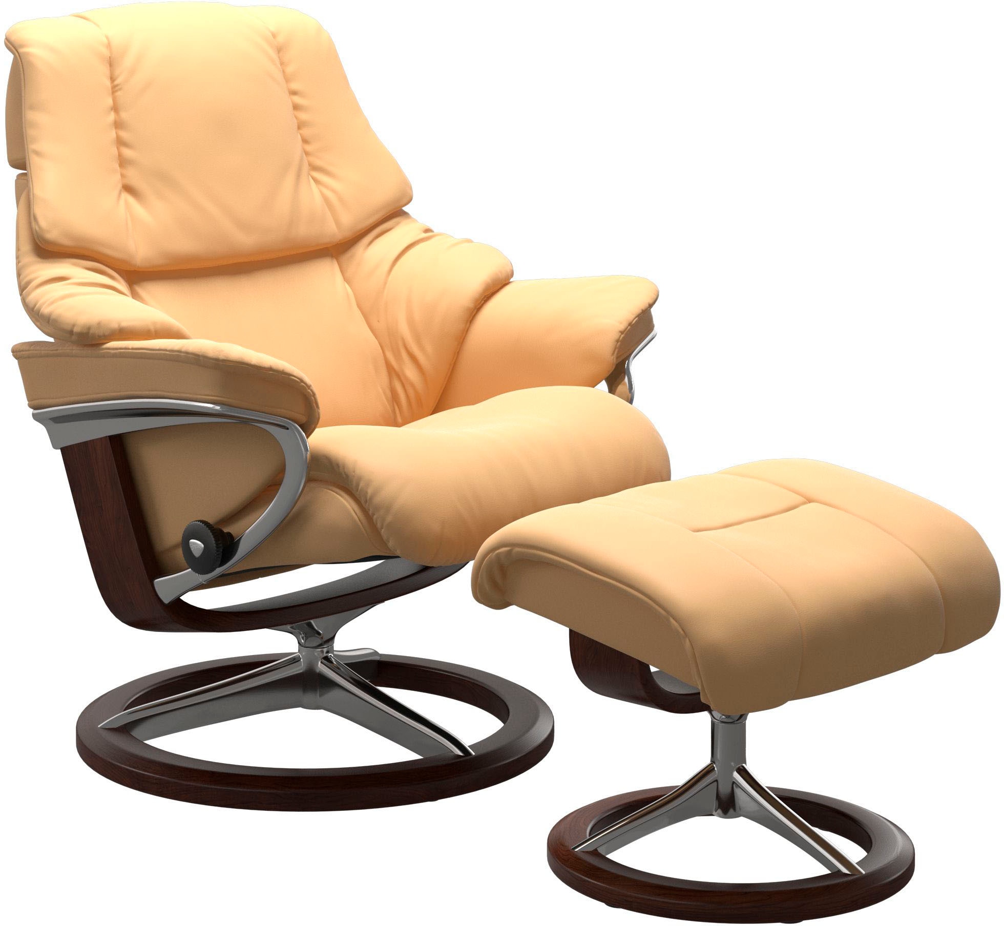 Stressless® Relaxsessel »Reno«, (Set, Relaxsessel mit Hocker), mit Hocker, mit Signature Base, Größe S, M & L, Gestell Braun
