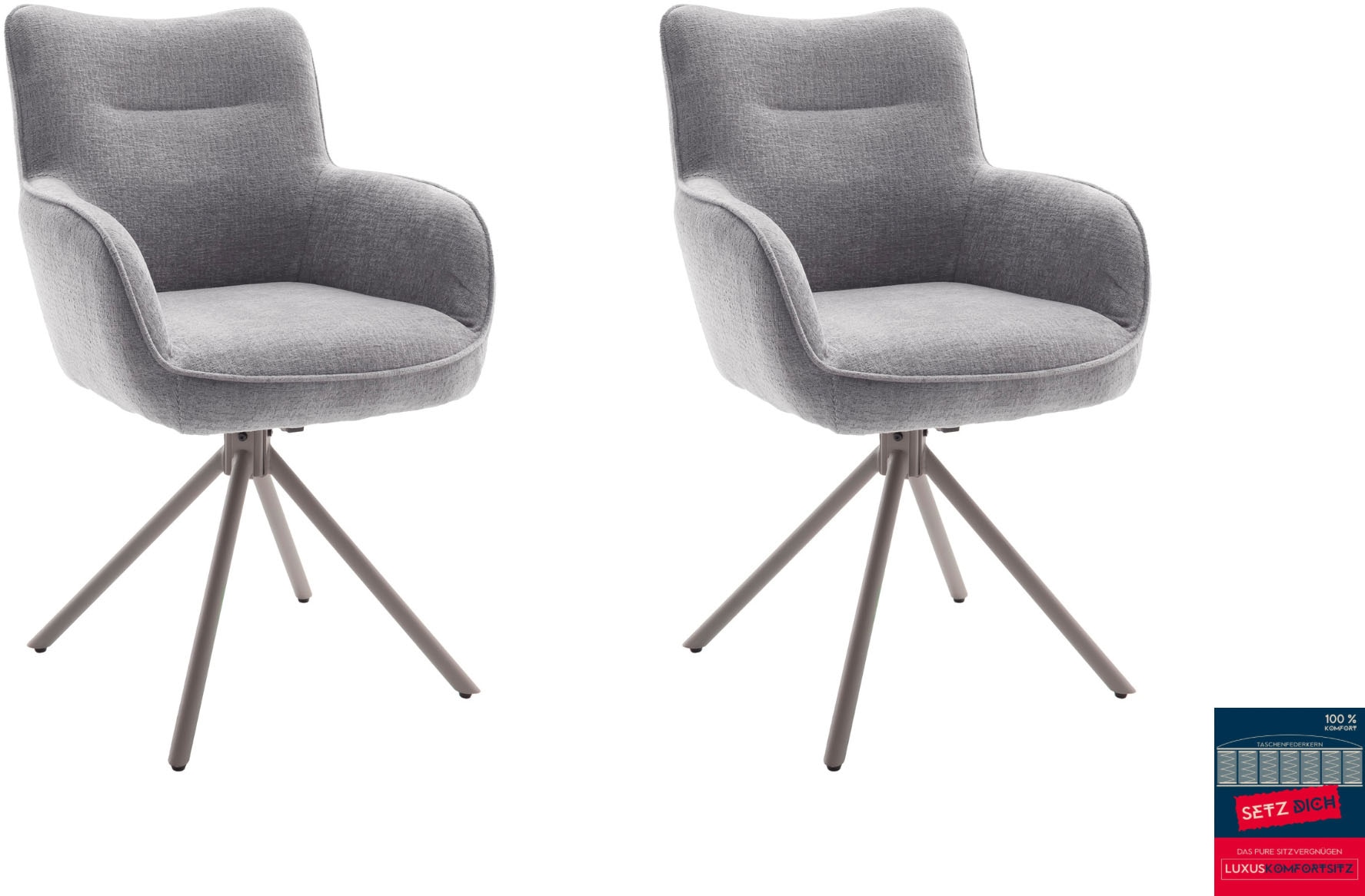 MCA furniture 4-Fußstuhl (Set) 2 Stk.180° drehbar, Taschenfederkern