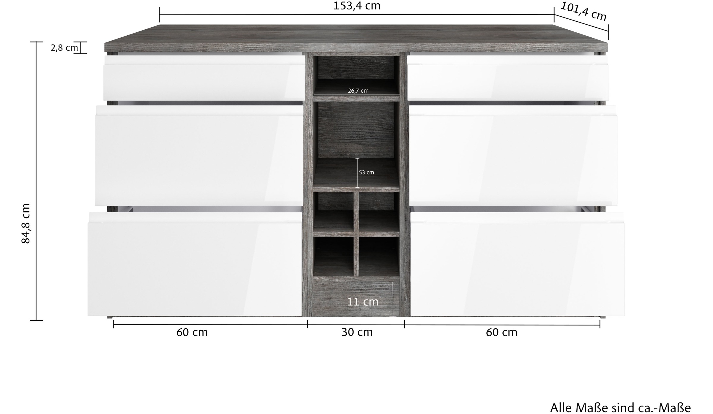 KOCHSTATION Kücheninsel »KS-Virginia«, Breite 153 cm, MDF-Fronten, Flaschenregal