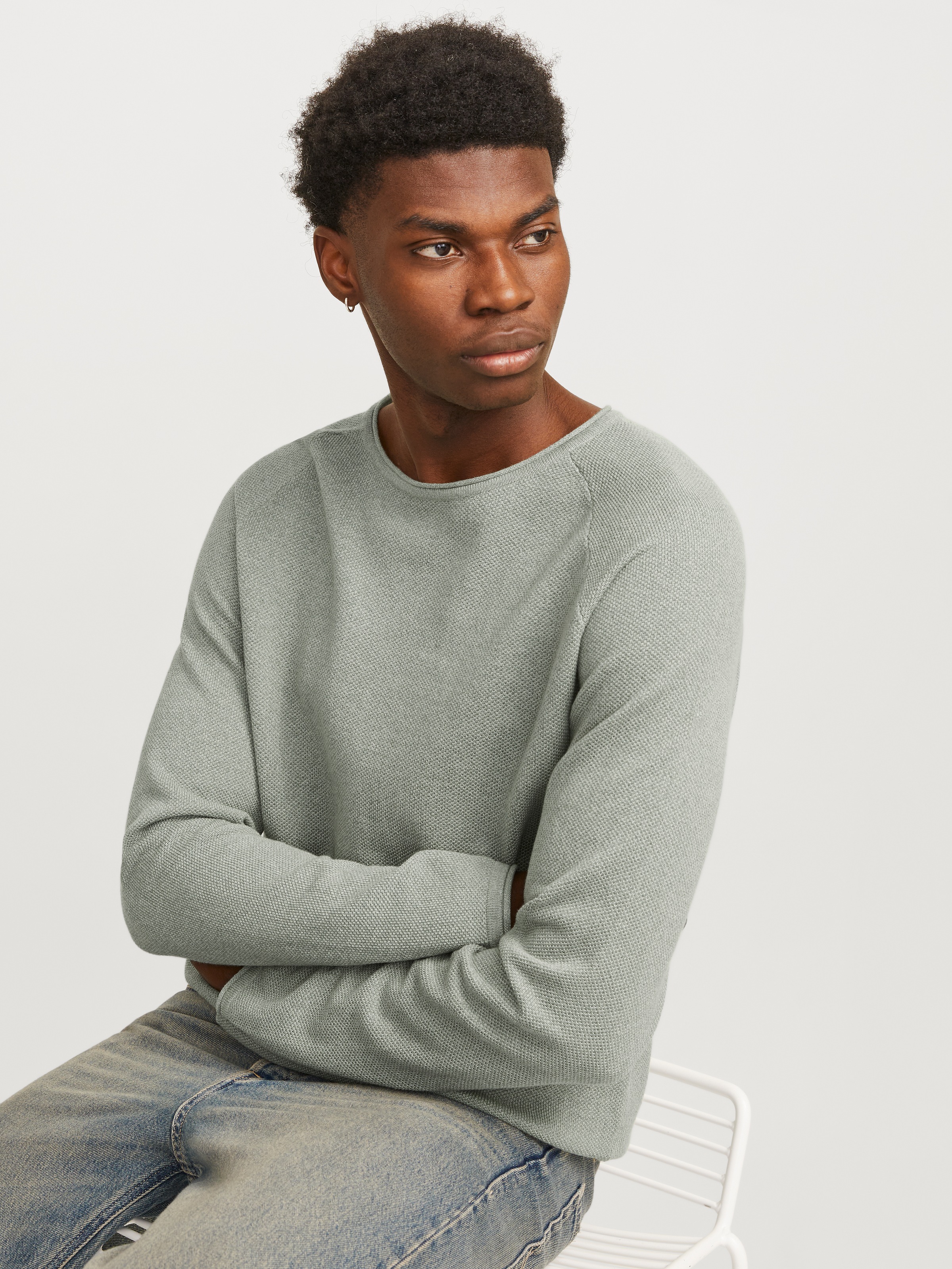 Jack & Jones Rundhalspullover »JJEHILL KNIT CREW NECK NOOS«, aus Strukturstrick