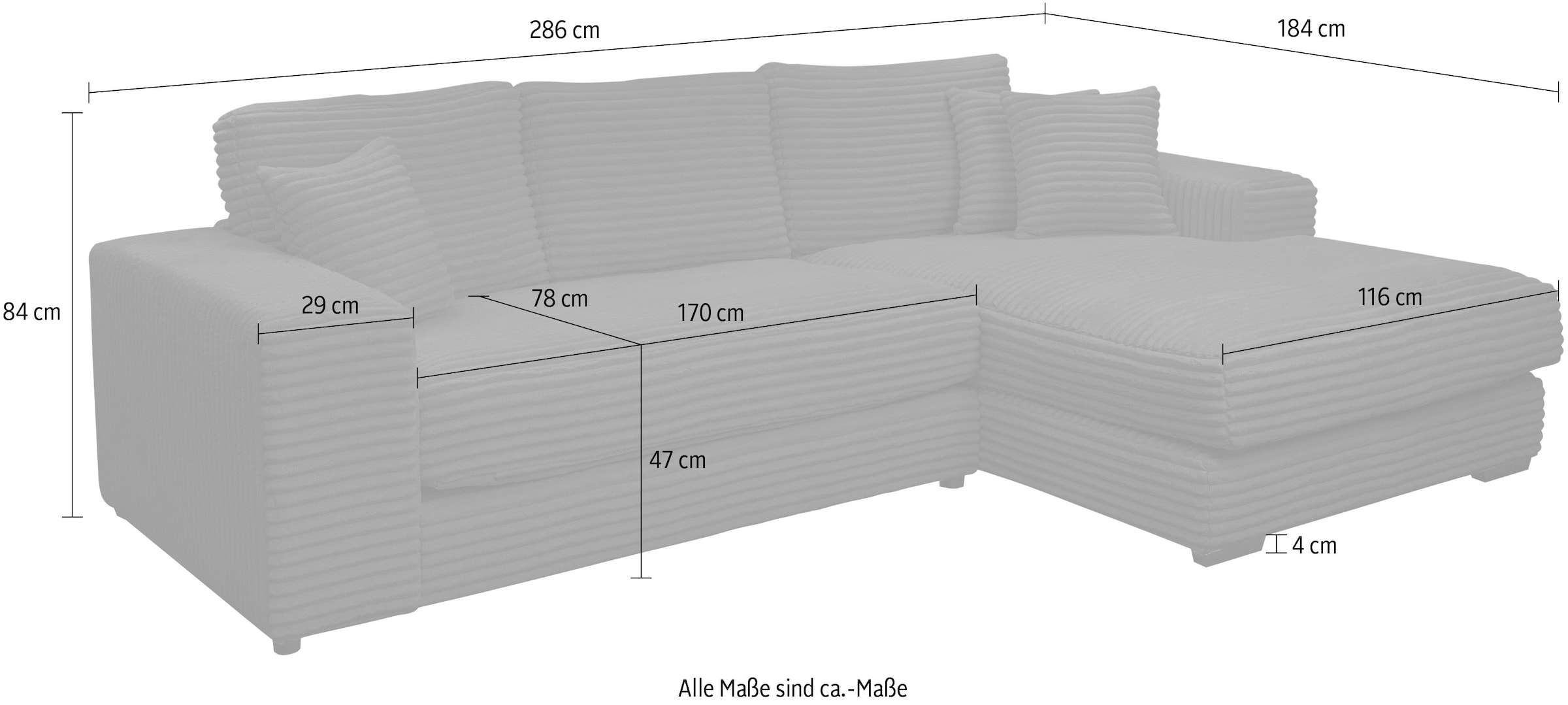 WERK2 Ecksofa »Eden L-Form«, Design Ecksofa in Cord mit besonders weichem Sitzkomfort