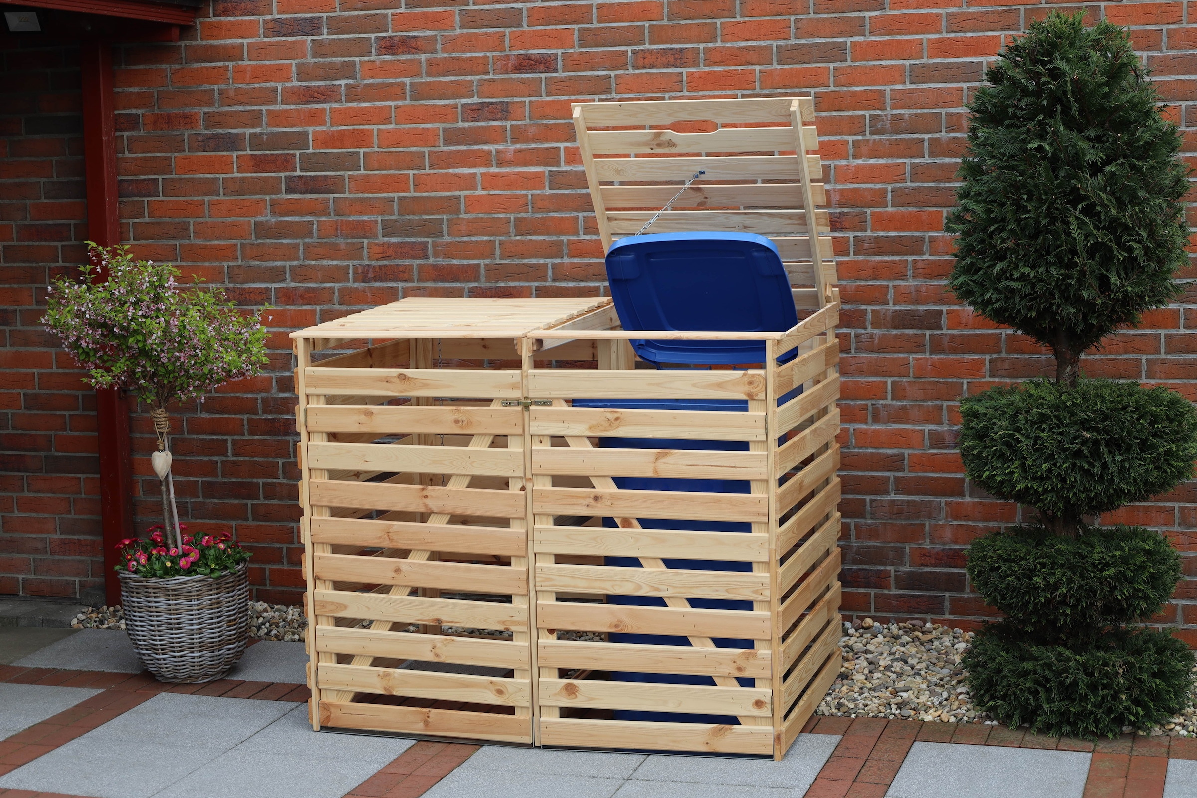 promadino Mülltonnenbox »Vario V« für 2 x 240 l, holzfarben