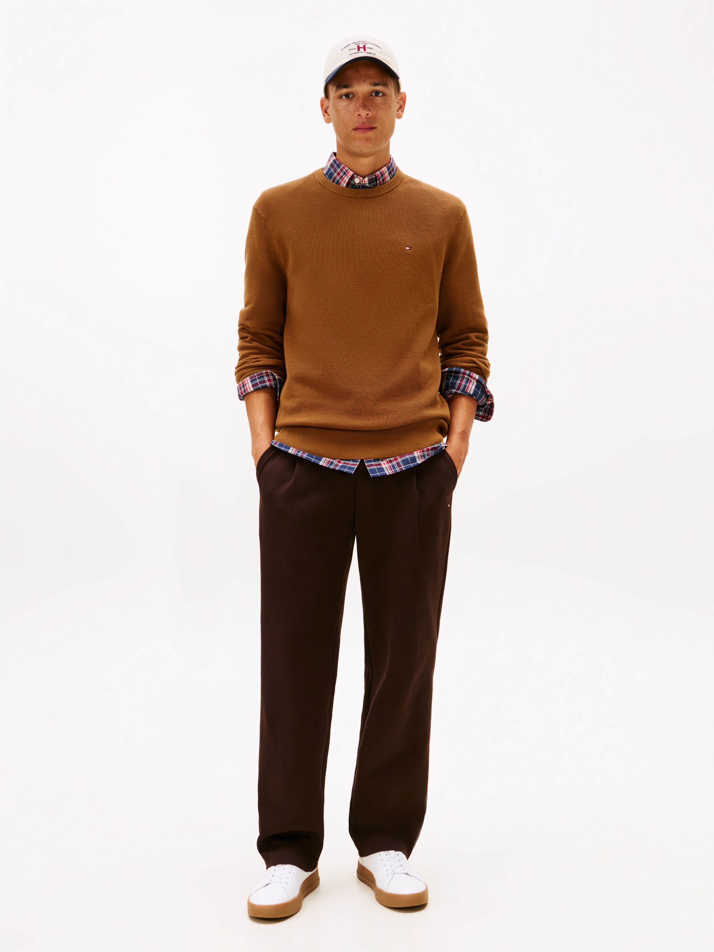 Tommy Hilfiger Rundhalspullover »ESSENTIAL STRUCTURE CREW NECK mit Struktur und Label« unifarben, casual, regular fit, Baumwolle, Rundhals