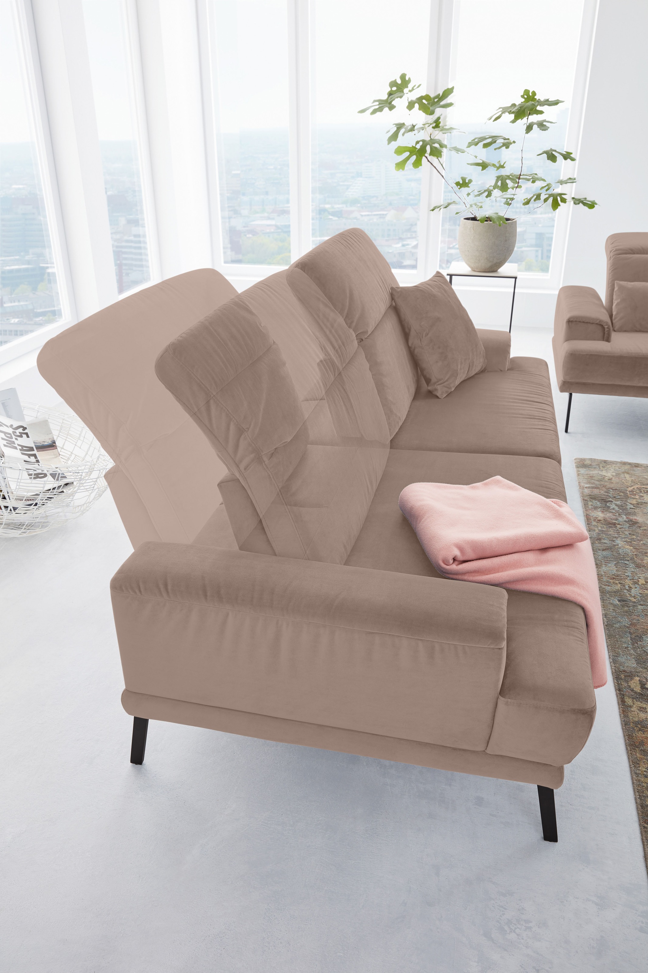 Musterring 3-Sitzer »MR 4580«, inkl. Kopf- und Sitztiefenverstellung, Fuß schwarz, B228 x T103 cm