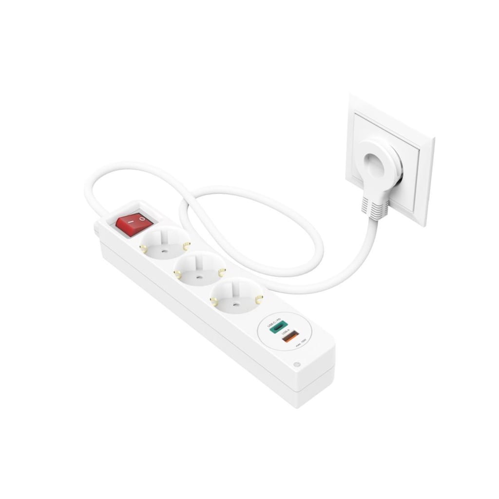 Hama Steckdosenleiste »Steckdosenleiste, 3-fach, USB-C-/USB-A-Buchse, PD/Quick Charge™«, 3-fach, (Kabellänge 140 m)