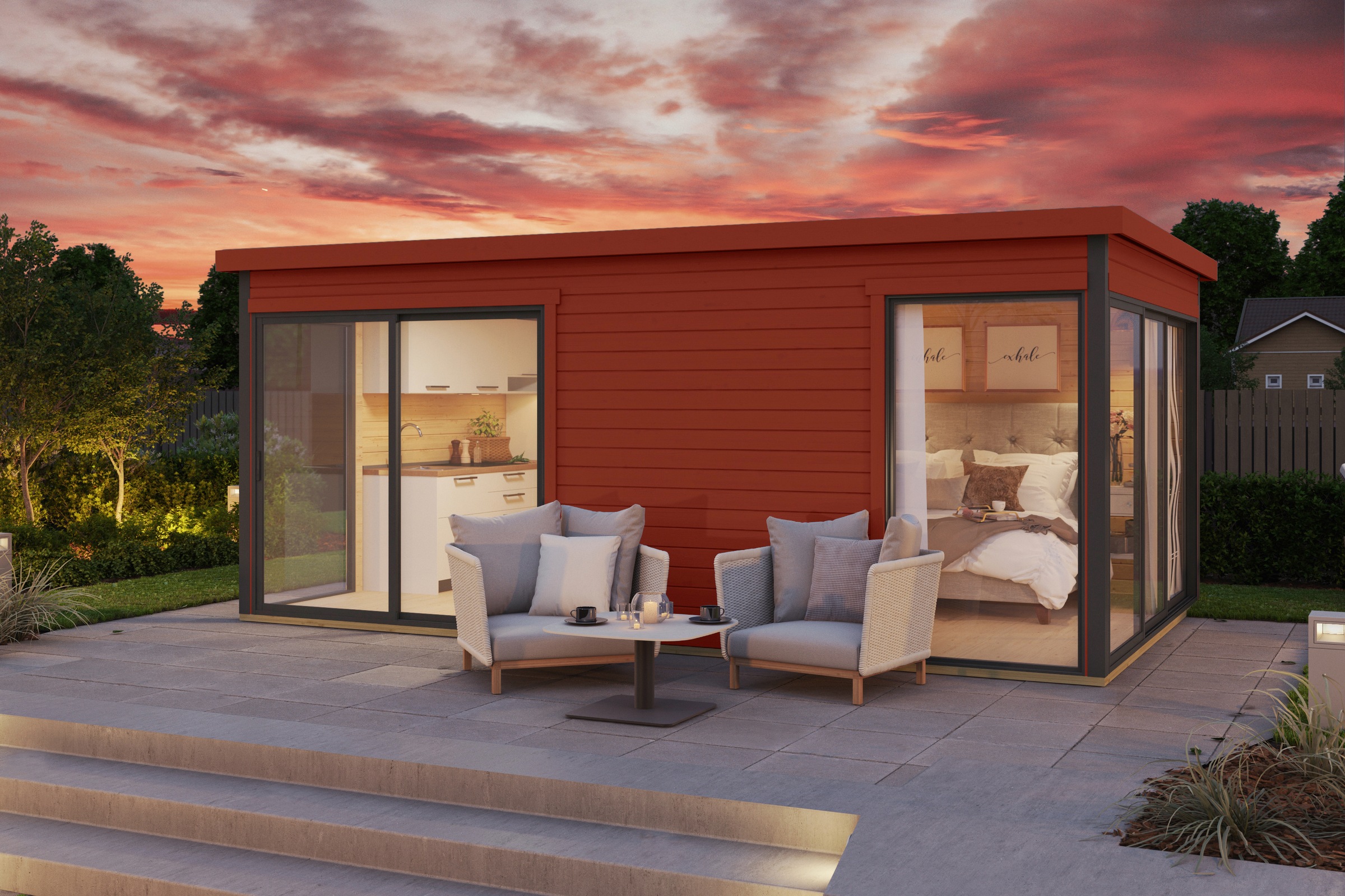 LASITA MAJA Gartenhaus »DOMEO 3 SCHWEDENROT/ANTHRAZIT«, (Set), Fundamentmass 5088 x 3219, Schwedenrot