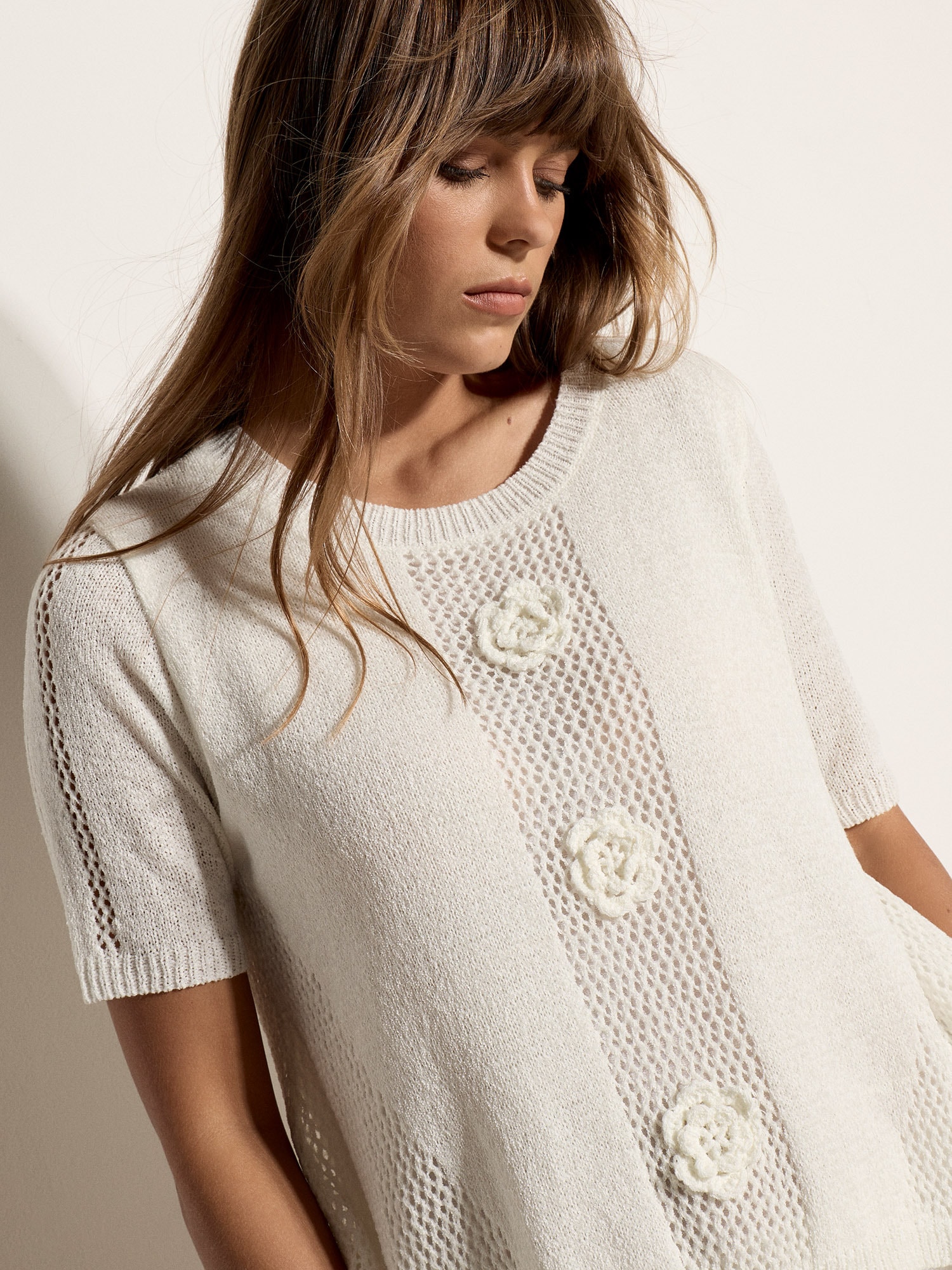 Apricot Stricktop »Tunika« Häkelverzierung