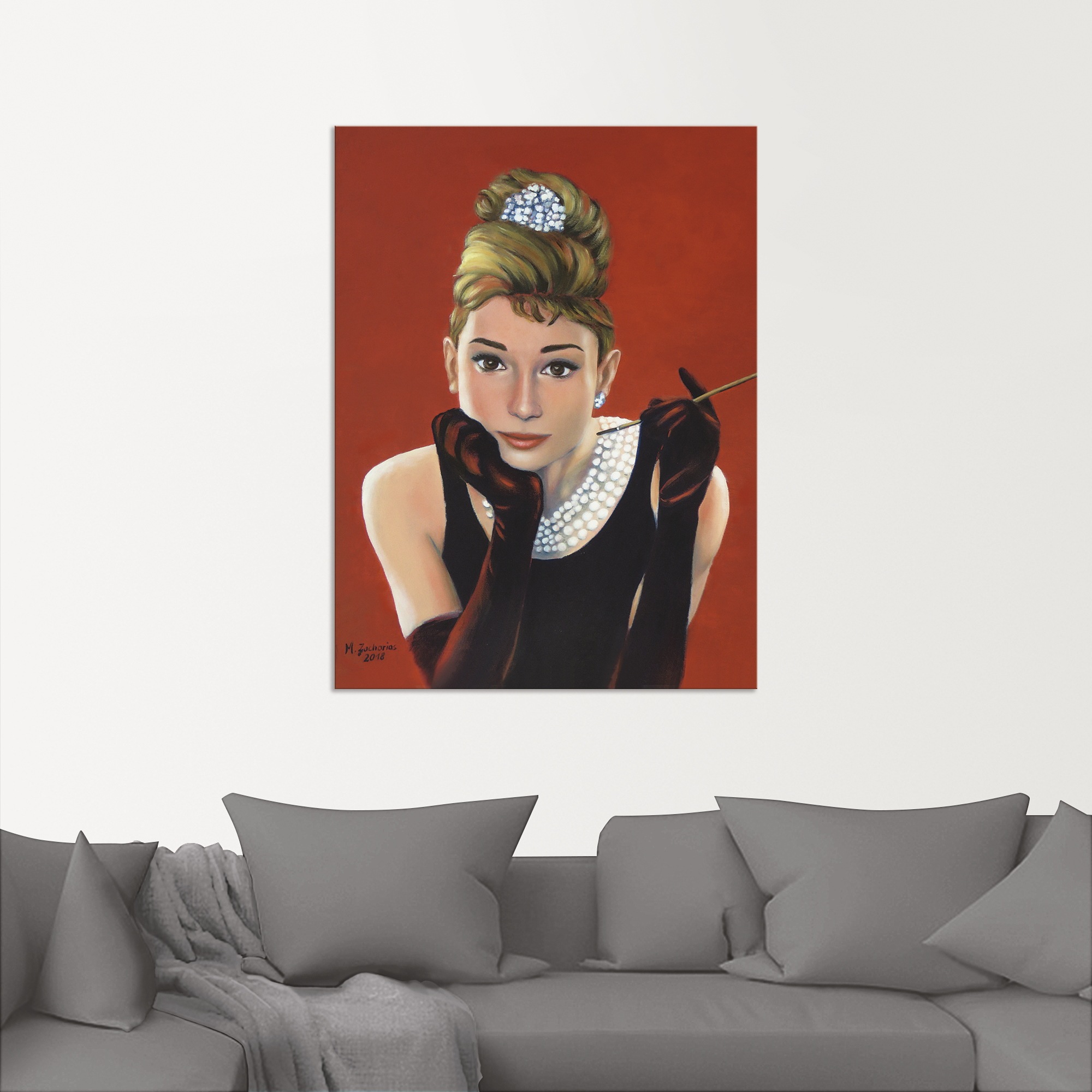 Artland Wandbild »Audrey Hepburn Porträt«, Stars, (1 St.), als Alubild, Outdoorbild, Leinwandbild, Poster, Wandaufkleber