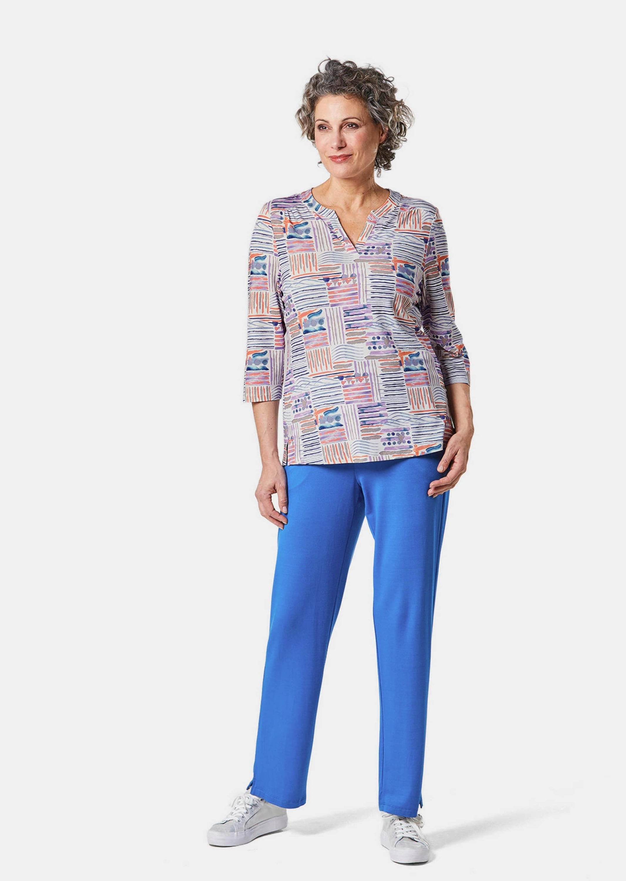 GOLDNER Print-Shirt »Tunika-Druckshirt mit Stehkragen« Ohne