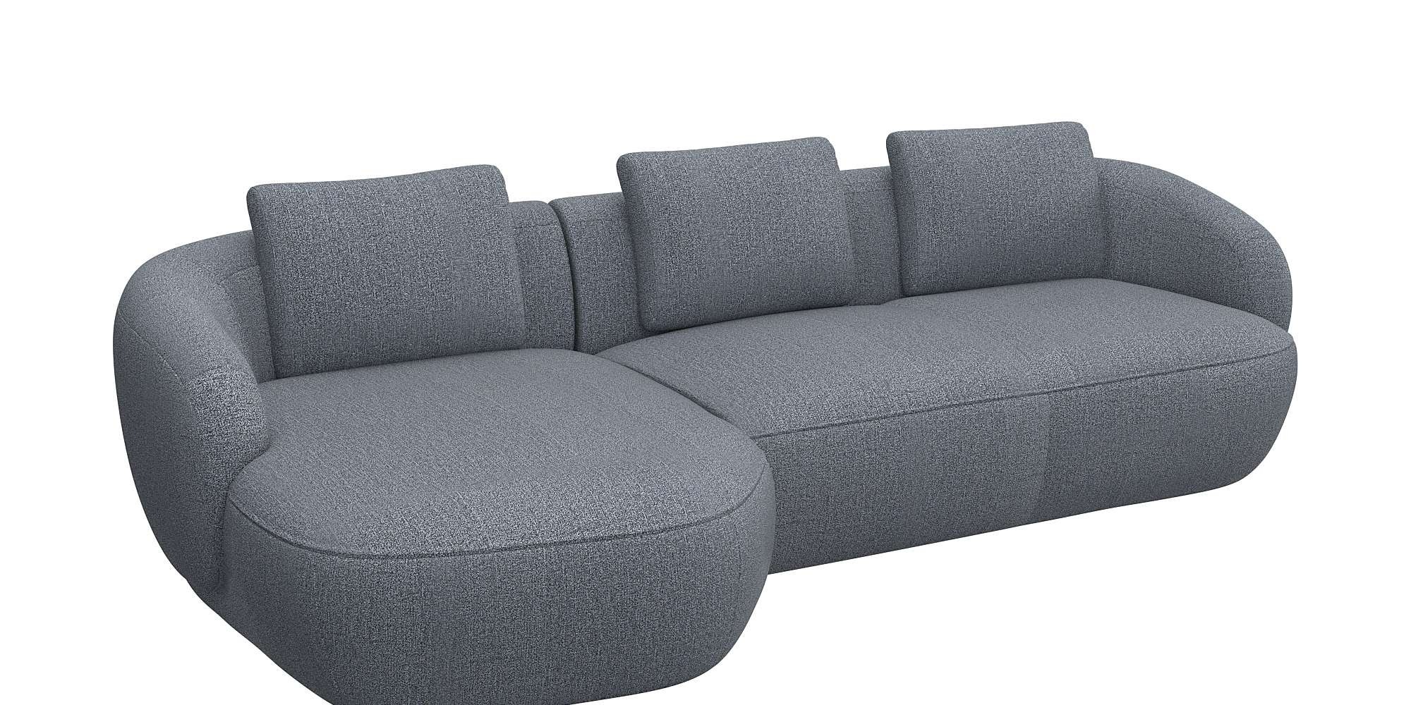 FLEXLUX Wohnlandschaft »Torino, rund, L-Form, Sofa-Ecke mit Recamiere, Longchair-Sofa«, Modernes, organisches Sofa-Design, Kaltschaum, Wellenunterfederung