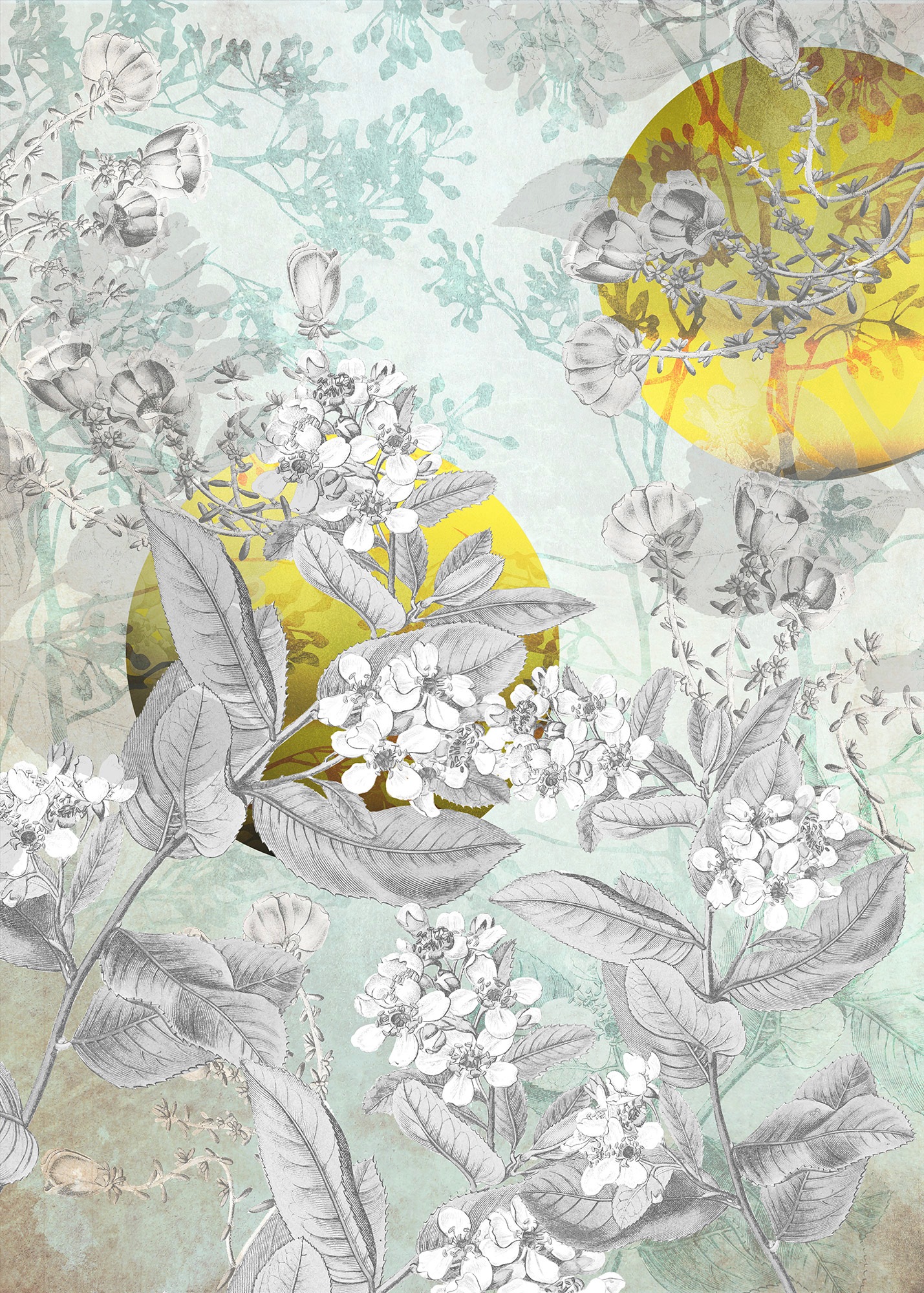 Komar Fototapete »Golden Sun«, floral-schimmernd-Silber-Optik