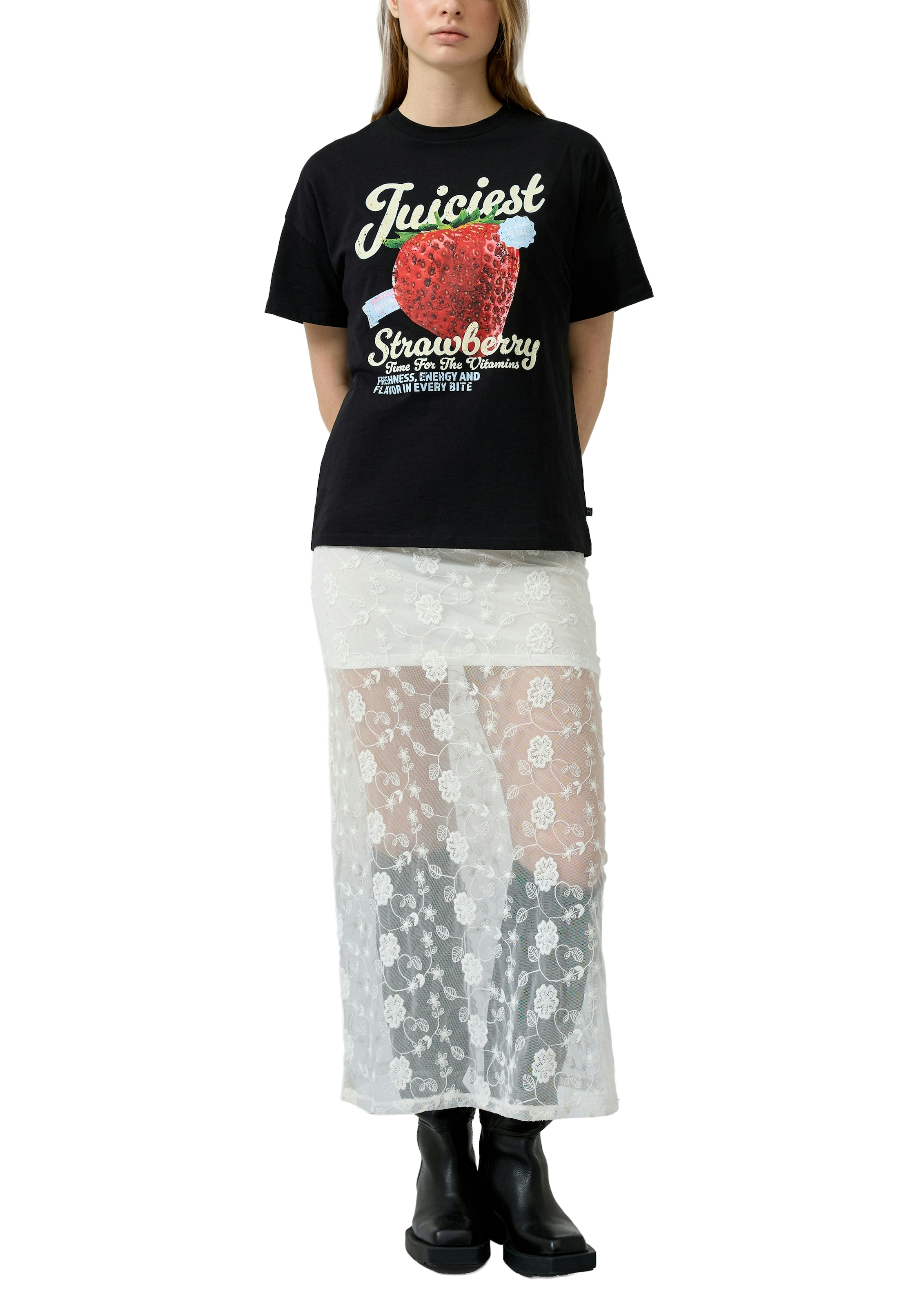 QS Kurzarmshirt Sommershirt mit großem Print