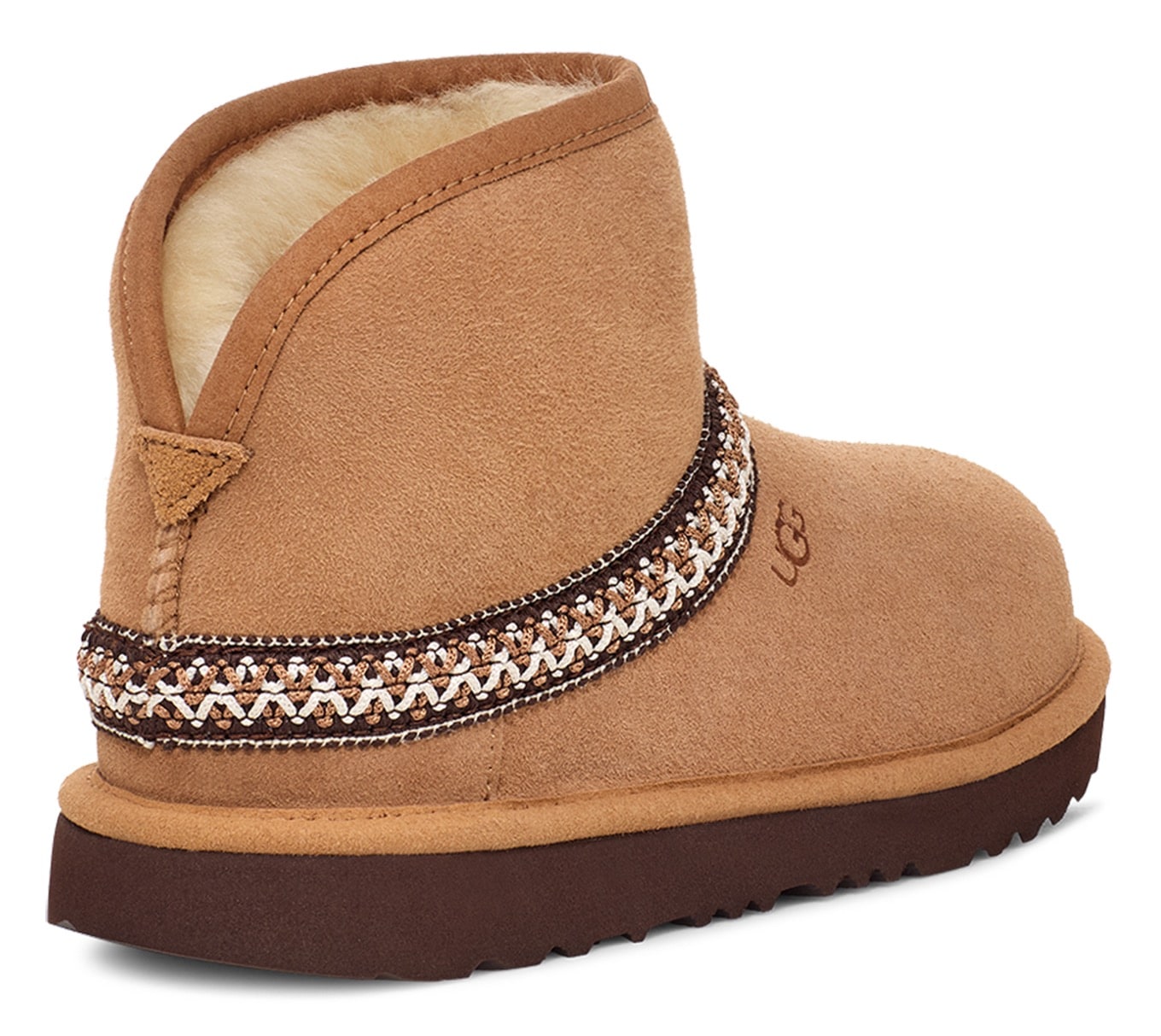 UGG Schlupfboots »CLASSIC MINI CRESCENT«, Schlupfstiefel, Hüttenschuh, Winterschuh mit Lammfellkragen