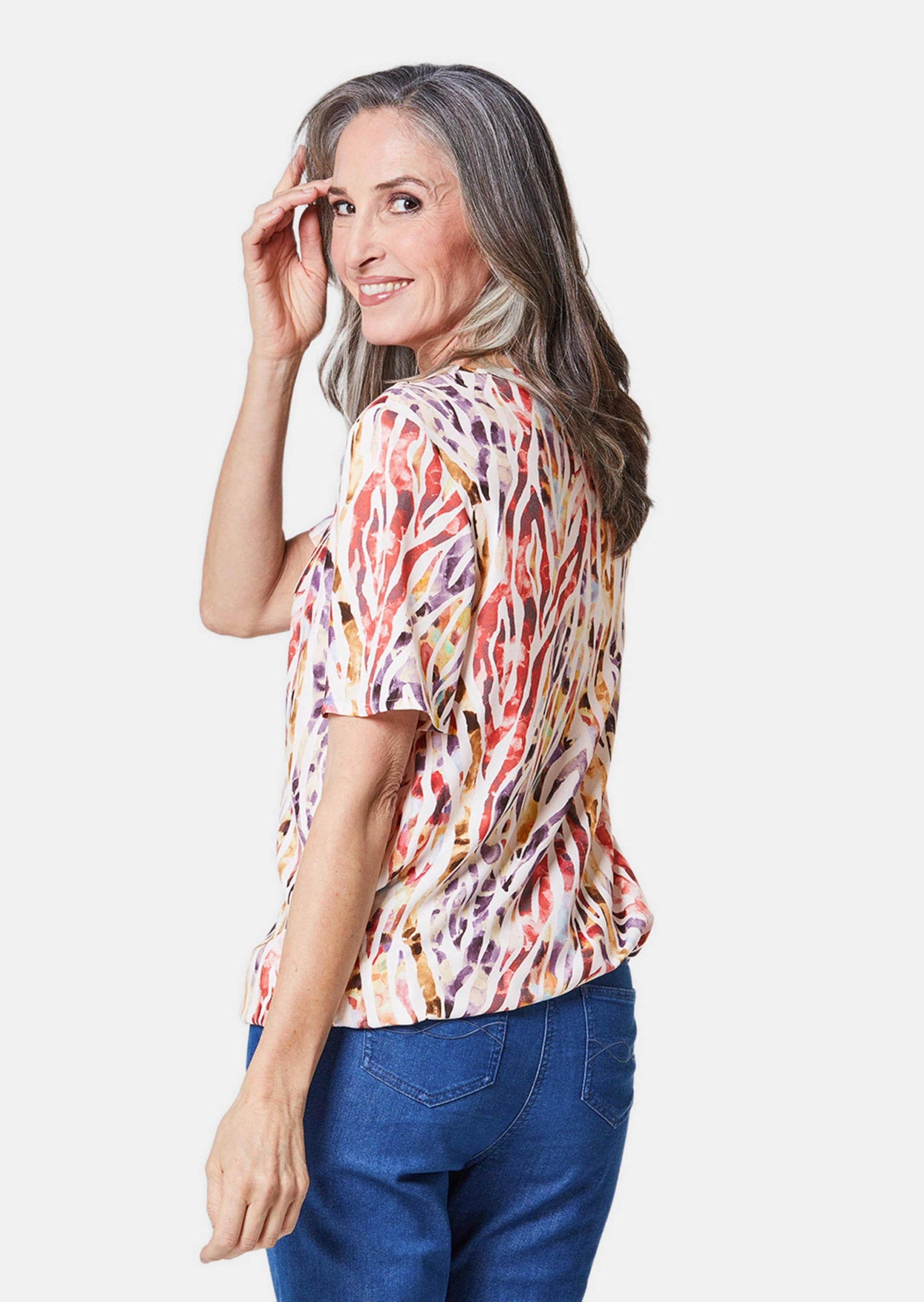 GOLDNER Druckbluse »Farbbrillante Druckbluse mit liebevollen Details«