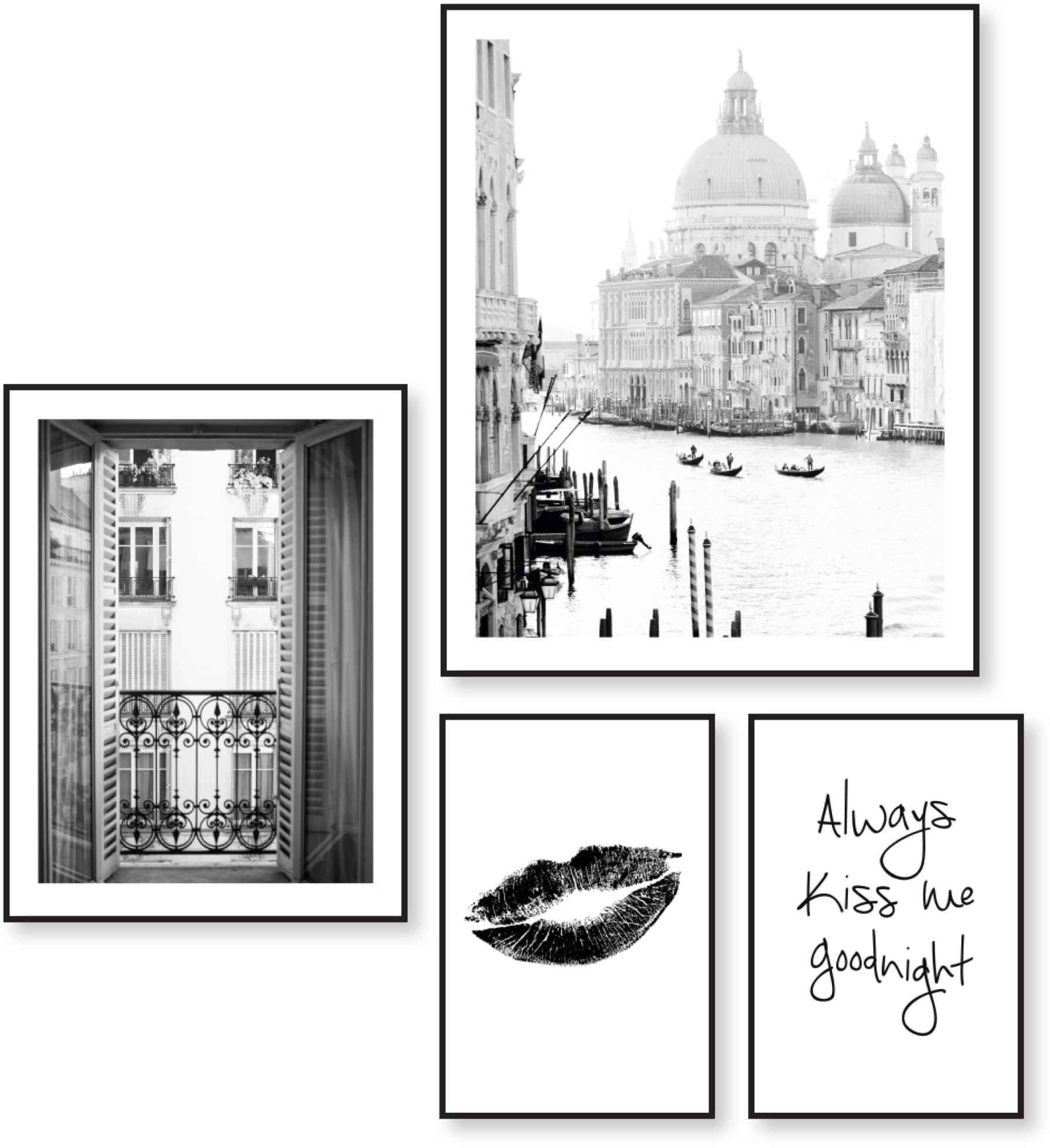Vintage - Text«, (4 - OTTO Wandbild Kuss bestellen bei Frankreich »LIebe - Italien - St.) Reinders!