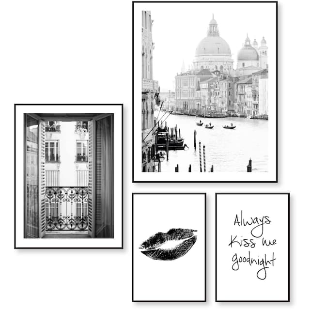 Reinders! Wandbild »LIebe Frankreich - Italien - Vintage - Kuss - Text«, (4  St.) bestellen bei OTTO