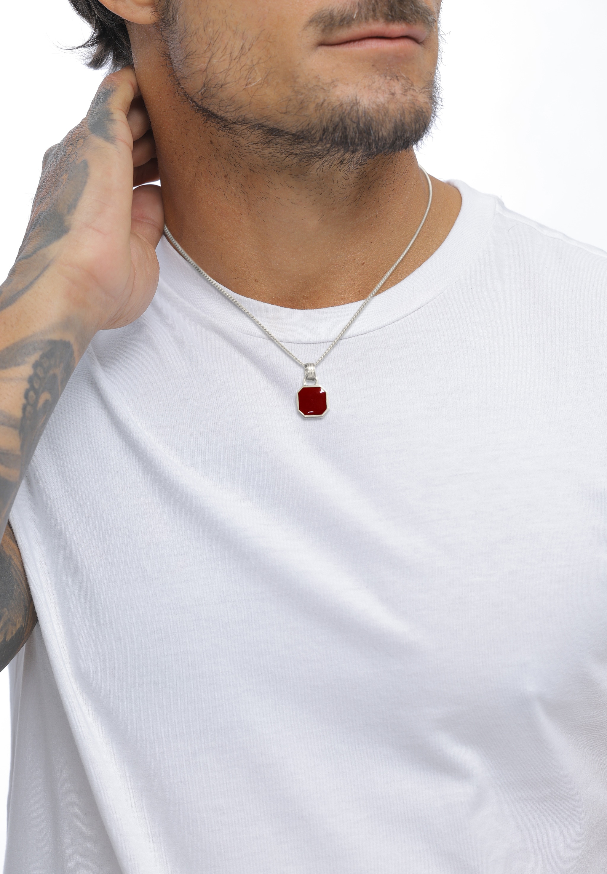 Kuzzoi Kette mit Anhänger »Halskette Anhänger Emaille Rot 925 Sterling Silber«