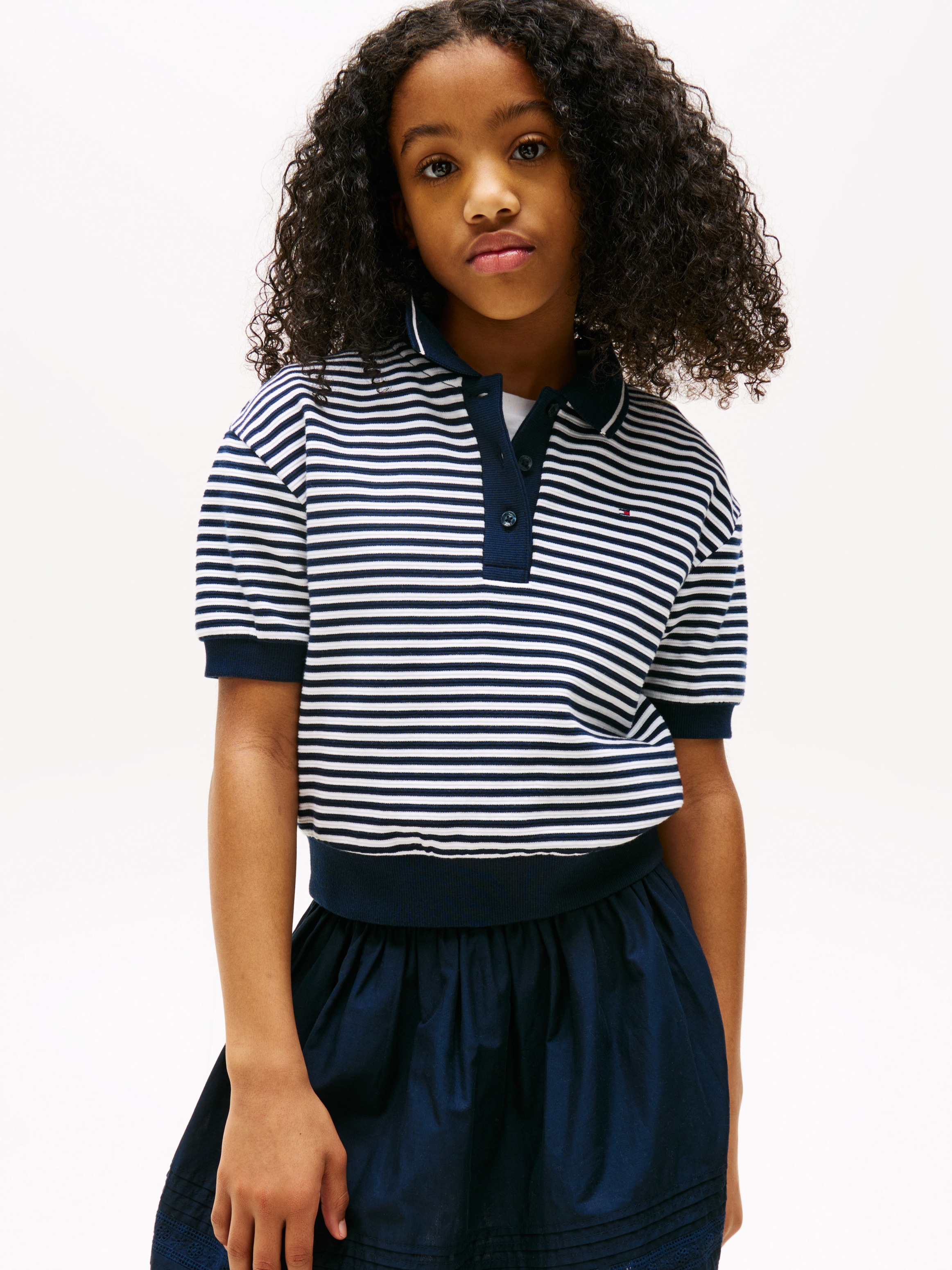 Tommy Hilfiger Mädchen Poloshirt »OTTOMAN STRIPE POLO SS« für Kinder bis 16 Jahre in blau, Größe 5 (110)