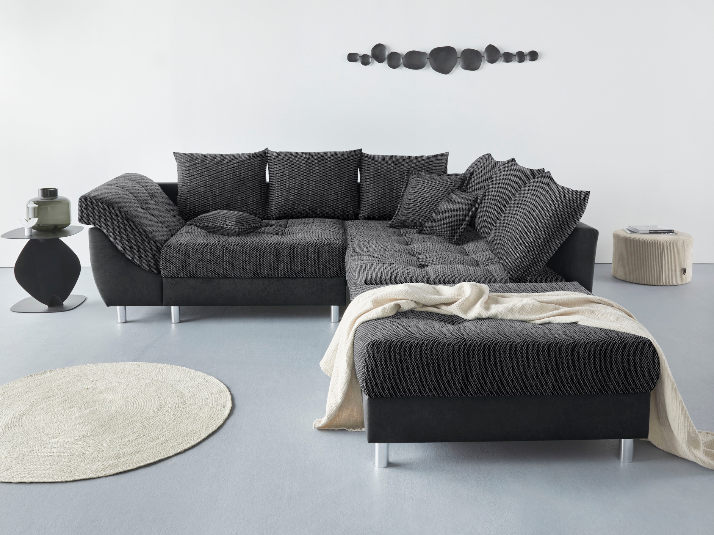COLLECTION AB Ecksofa »(Spar-Set) Innsbruck L-Form und Hocker«, (Spar-Set), Ecksofa und Hocker, Recamiere links oder rechts montierbar
