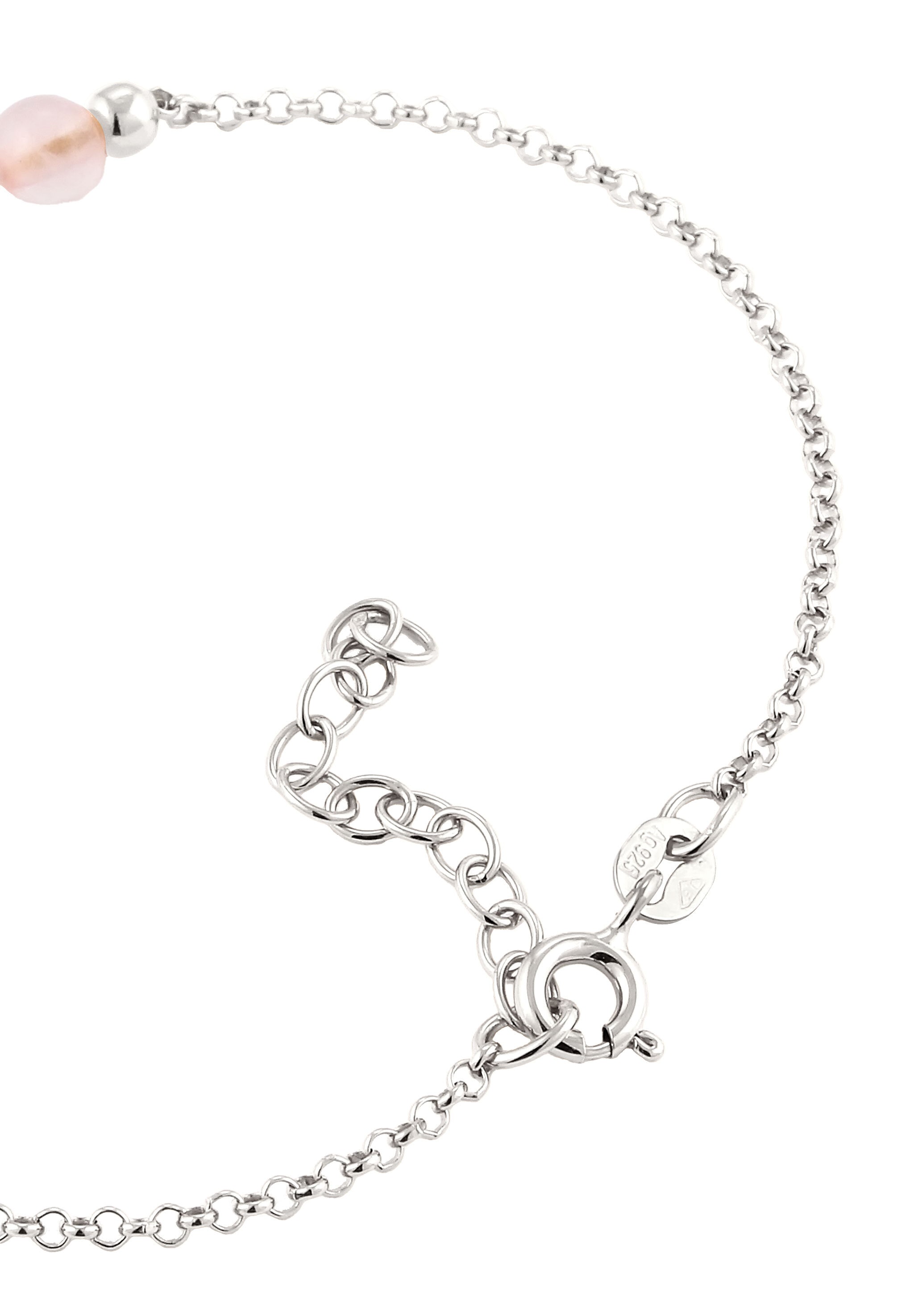 Elli Armkette »Armband Beads Quarz Rosé 925 Sterling Silber«