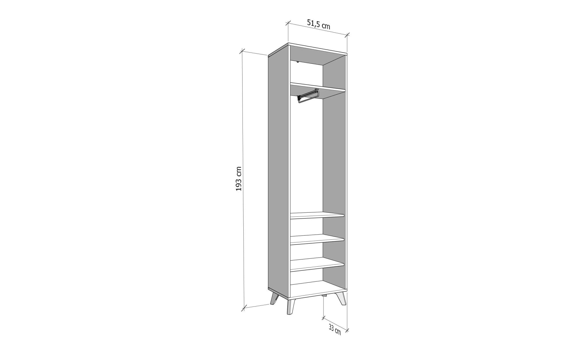 Home affaire Garderobenschrank »Sein, Kleiderschrank, Stauraumschrank, Flurschrank, Höhe 193 cm«, Hochglanzfronten, ausziehbare Kleiderstange, Breite 51,5 cm