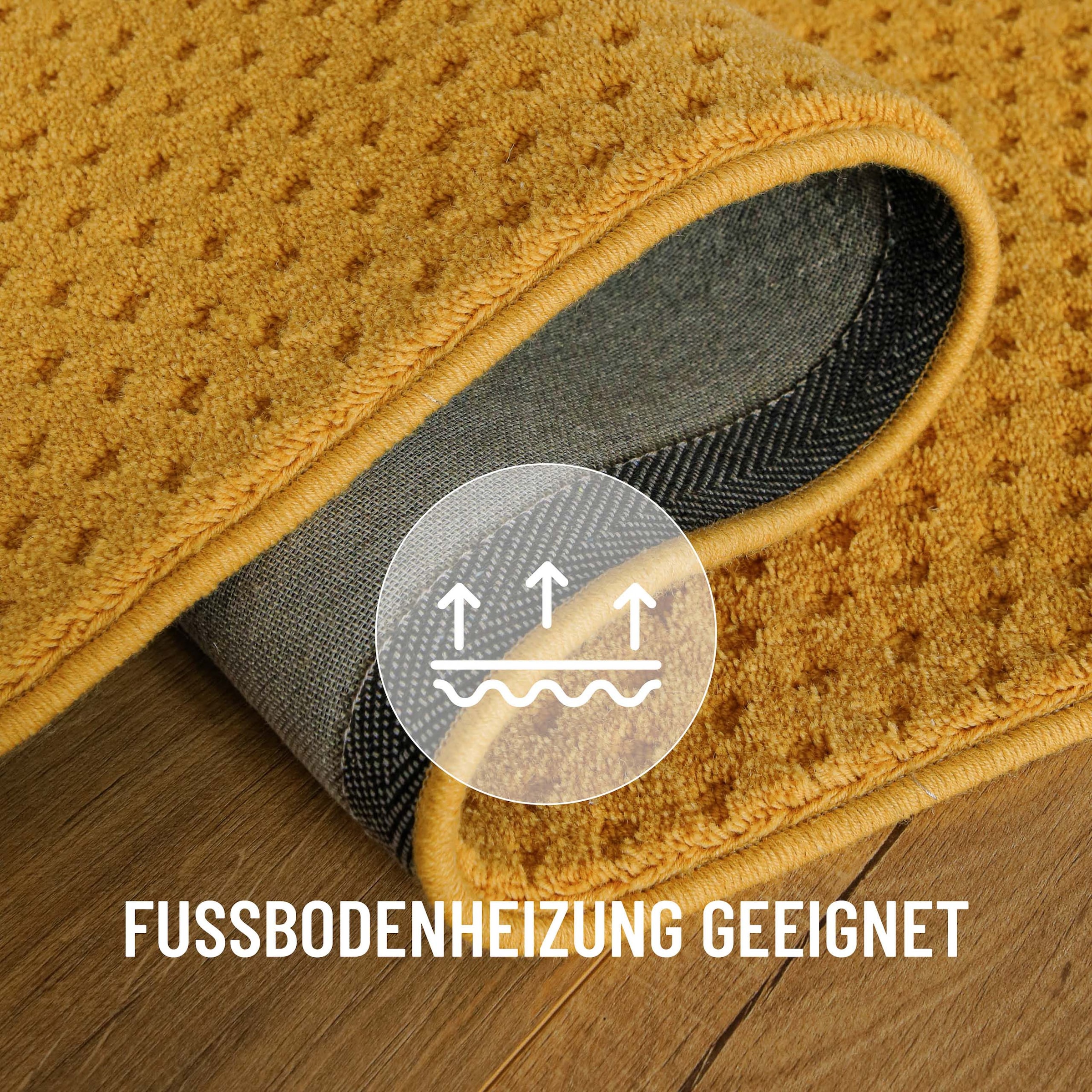 Wecon home Teppich »Castello THREE« rechteckig 7 mm Höhe Schurwolle, Kurzflor mit Hoch-Tief-Effekt, Wohnzimmer, Punktmuster