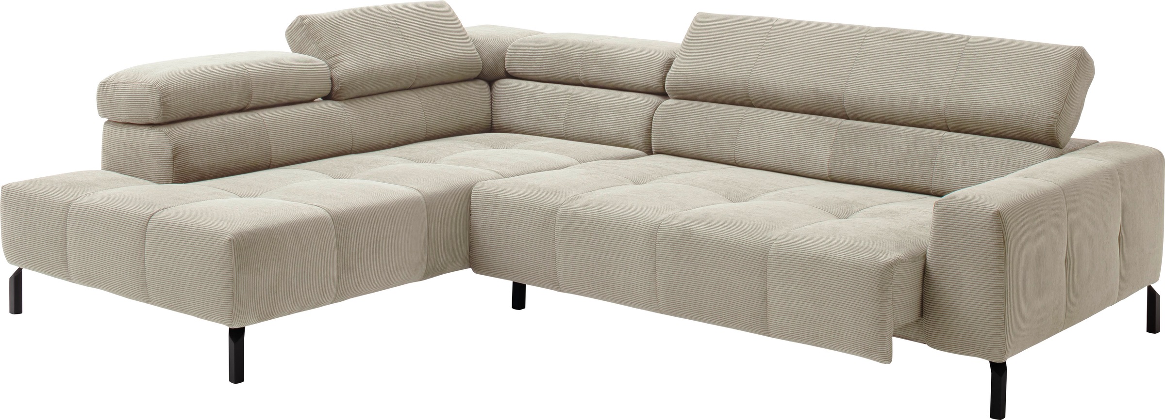 Places of Style Ecksofa »Cleveland, L-Form, incl. Kopfteilverstellung, Breite 276 cm«, wahlweise elektrischer Sitzvorzug