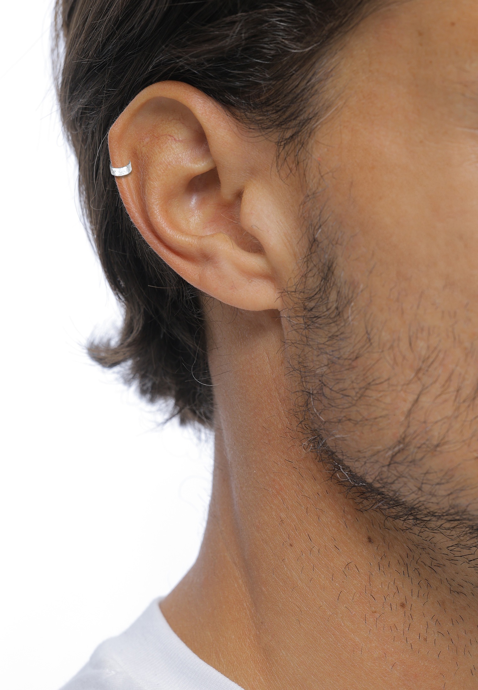 Kuzzoi Paar Ohrklemmen »Ohrringe Earcuff Gehämmert Single 925 Sterling Silber«