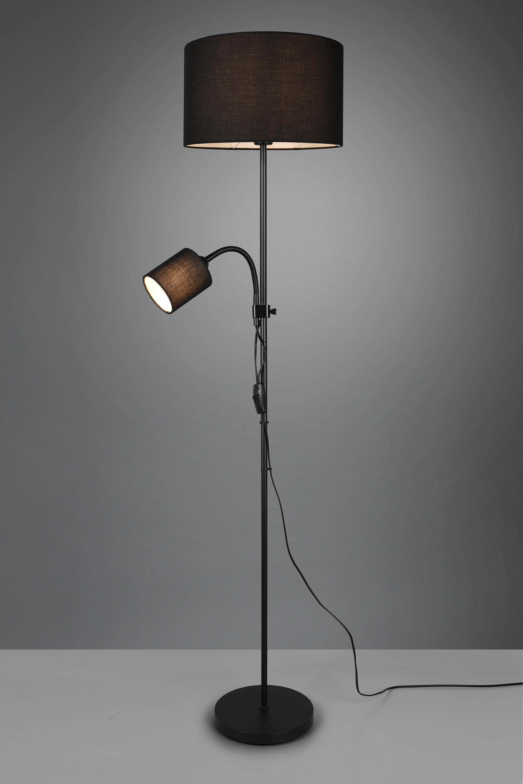 REALITY Leuchten Stehlampe »OWEN«, Leuchtmittel E27 | ohne Leuchtmittel, Getrennt schaltbar, Lesearm flexibel, Höhe 160 cm