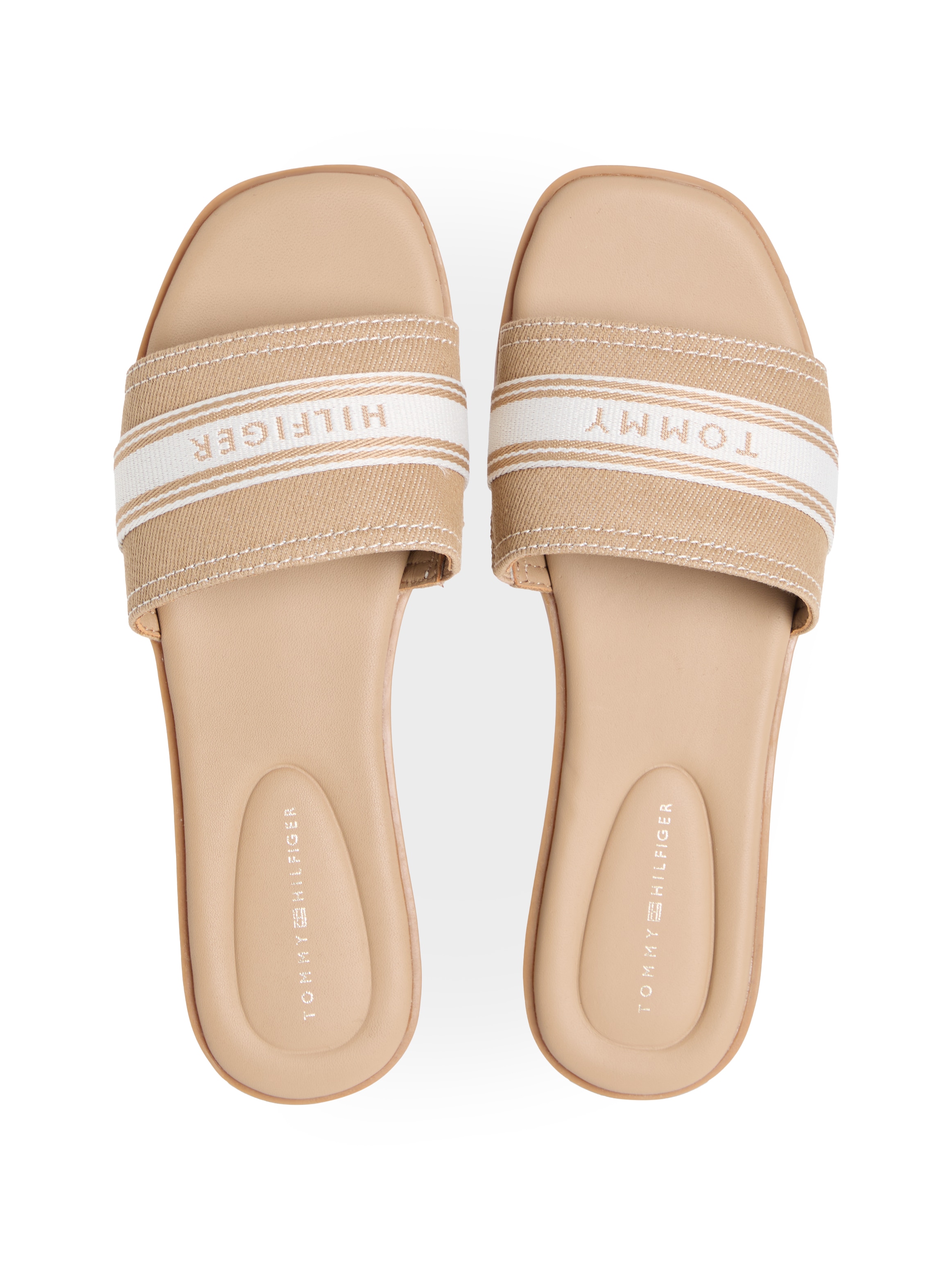 Tommy Hilfiger Pantolette »FLAT MULE WEBBING«  Sommerschuh, Flats mit modischem Kontrastbesatz